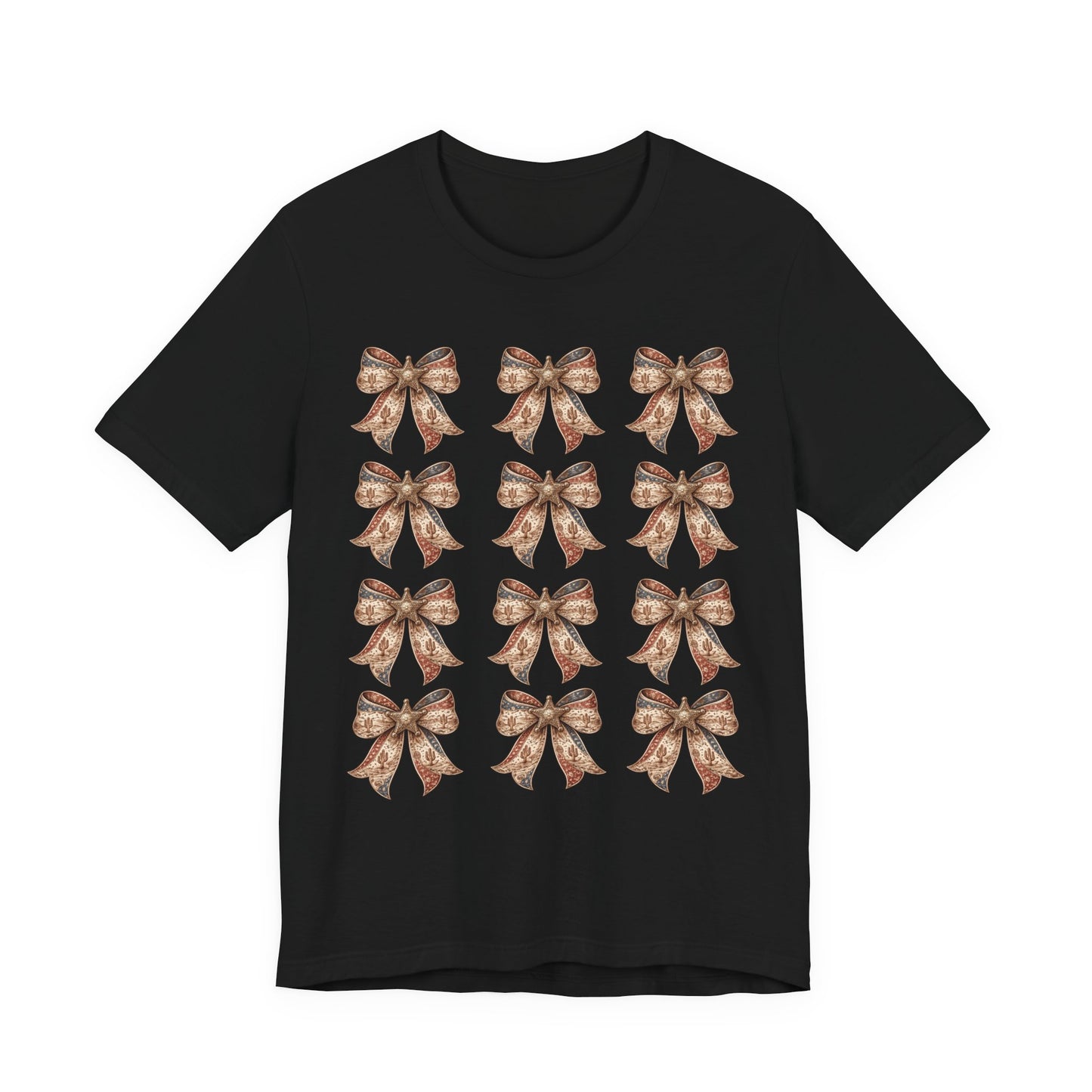 Bow Pattern Tee — Vintage Floral Ribbon Graphic Shirt