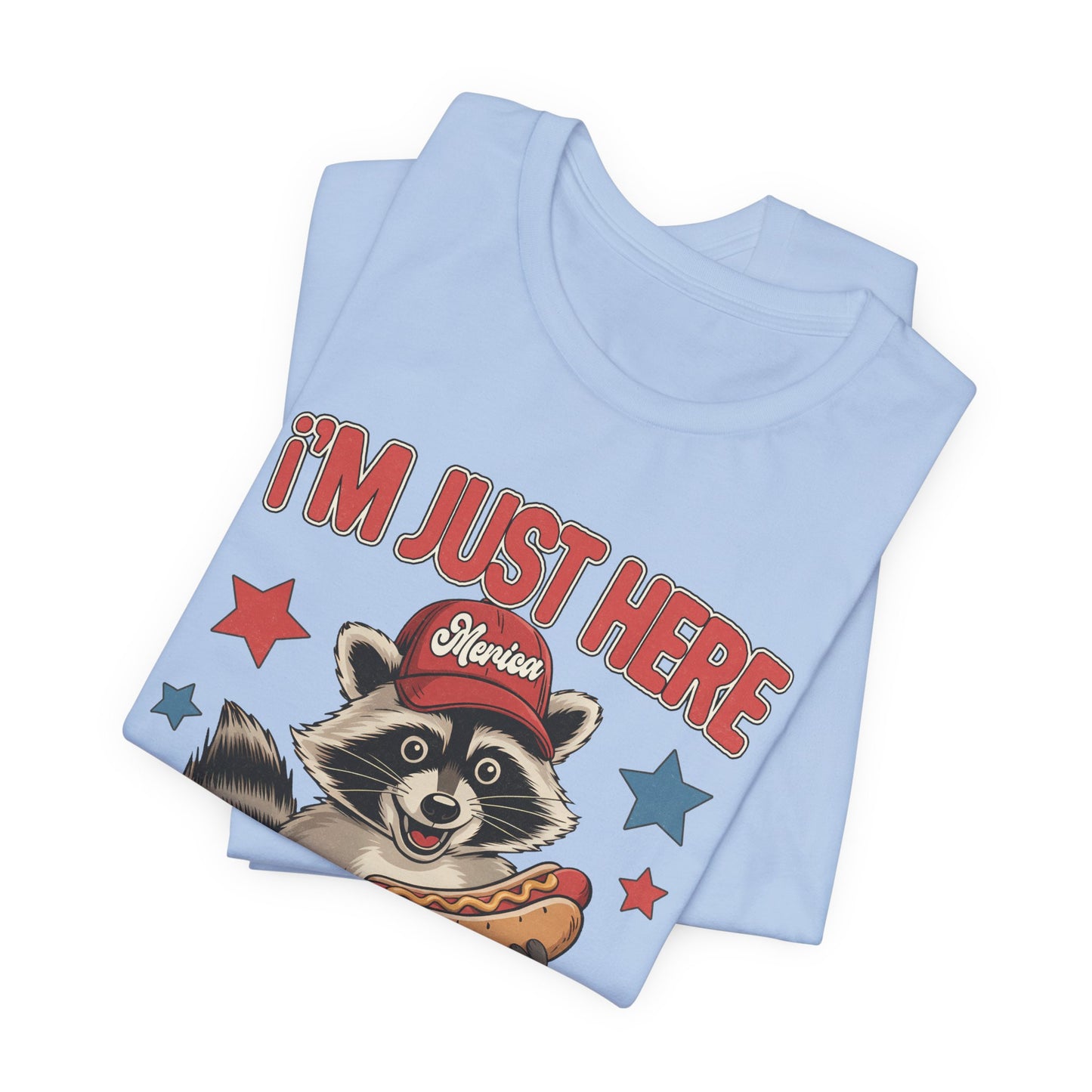 Patriotic Raccoon Hot Dog Tee — “I'm Just Here For The Winans” Graphic T-Shirt