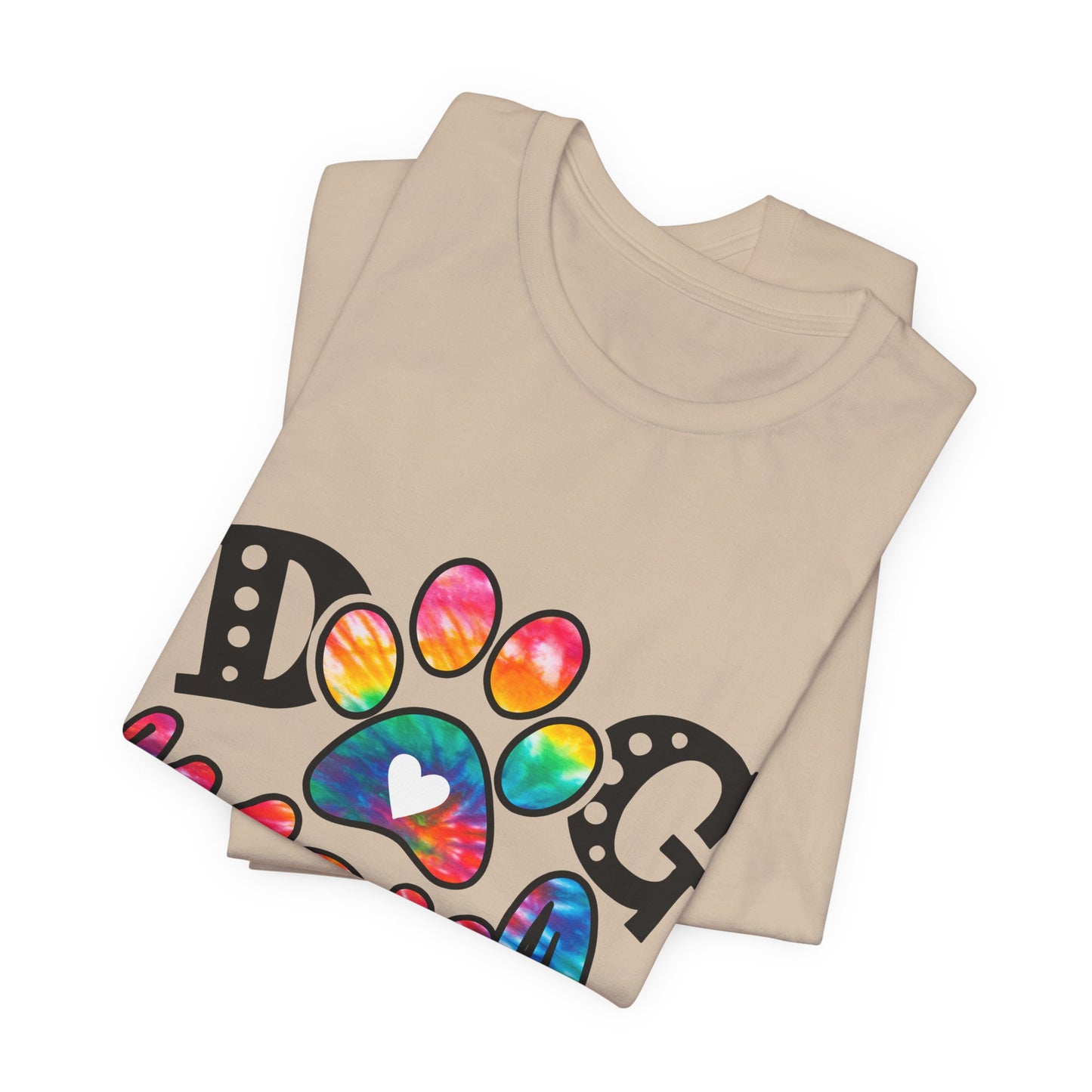 Dog Mom T-Shirt - Colorful Rainbow Paw Design
