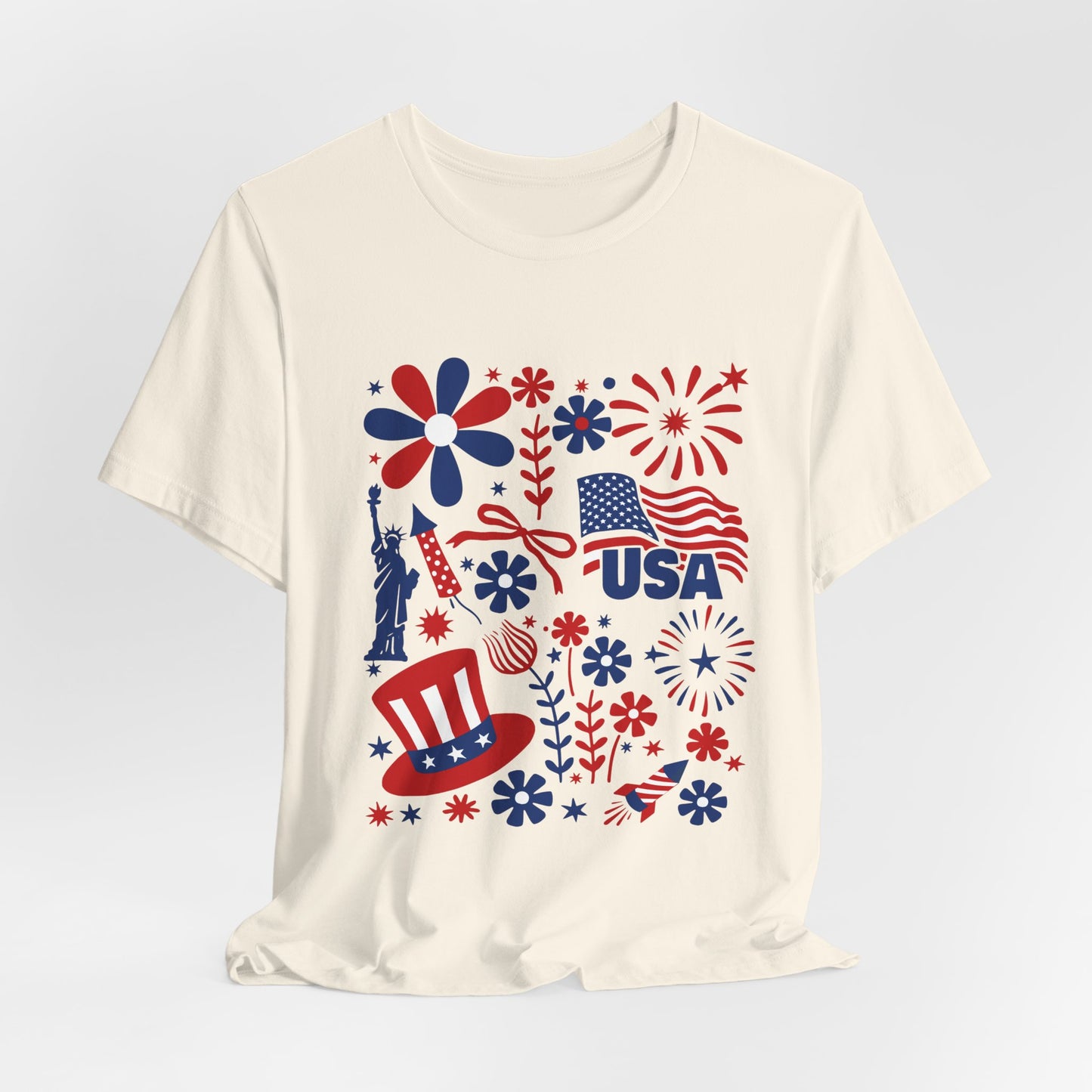 USA Patriotic T-Shirt – Fourth of July Fireworks & Liberty Graphic Tee