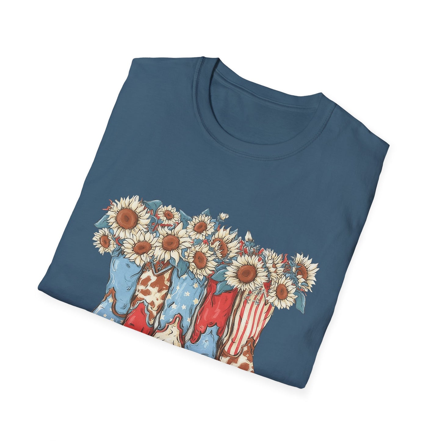 Patriotic Sunflower Cowboy Boots T-Shirt