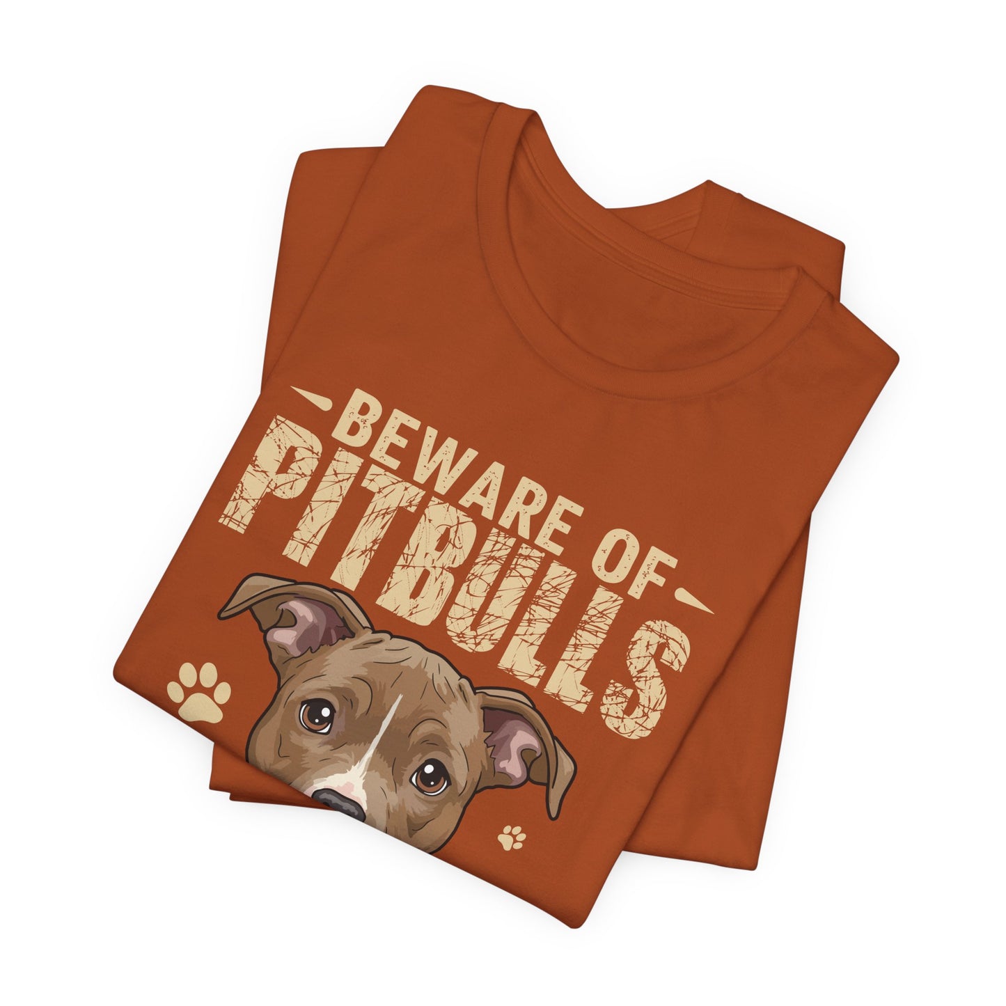 Pitbull Lover T-Shirt — "Beware of Pitbulls They Will Steal Your Hearts" Cute Dog Tee