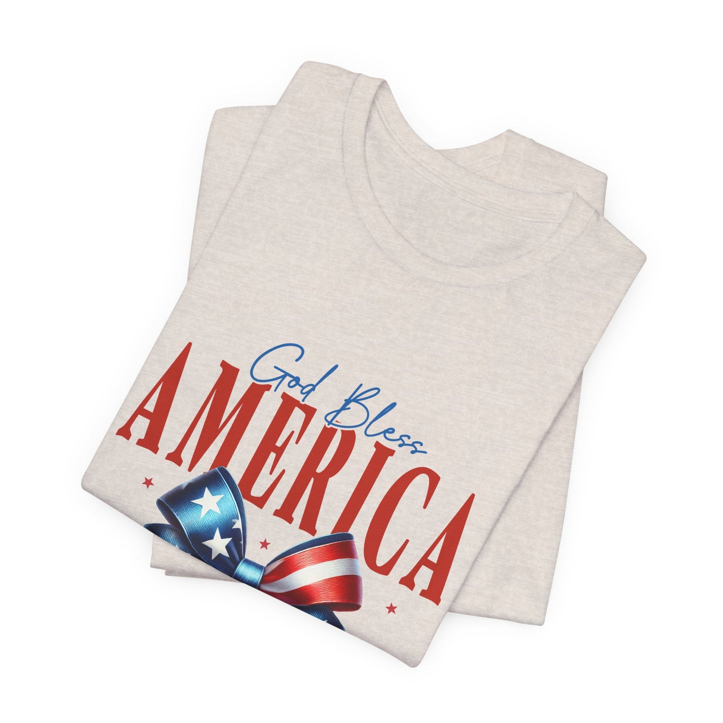 God Bless America Bow T-Shirt — Patriotic 1776 Fourth of July Tee