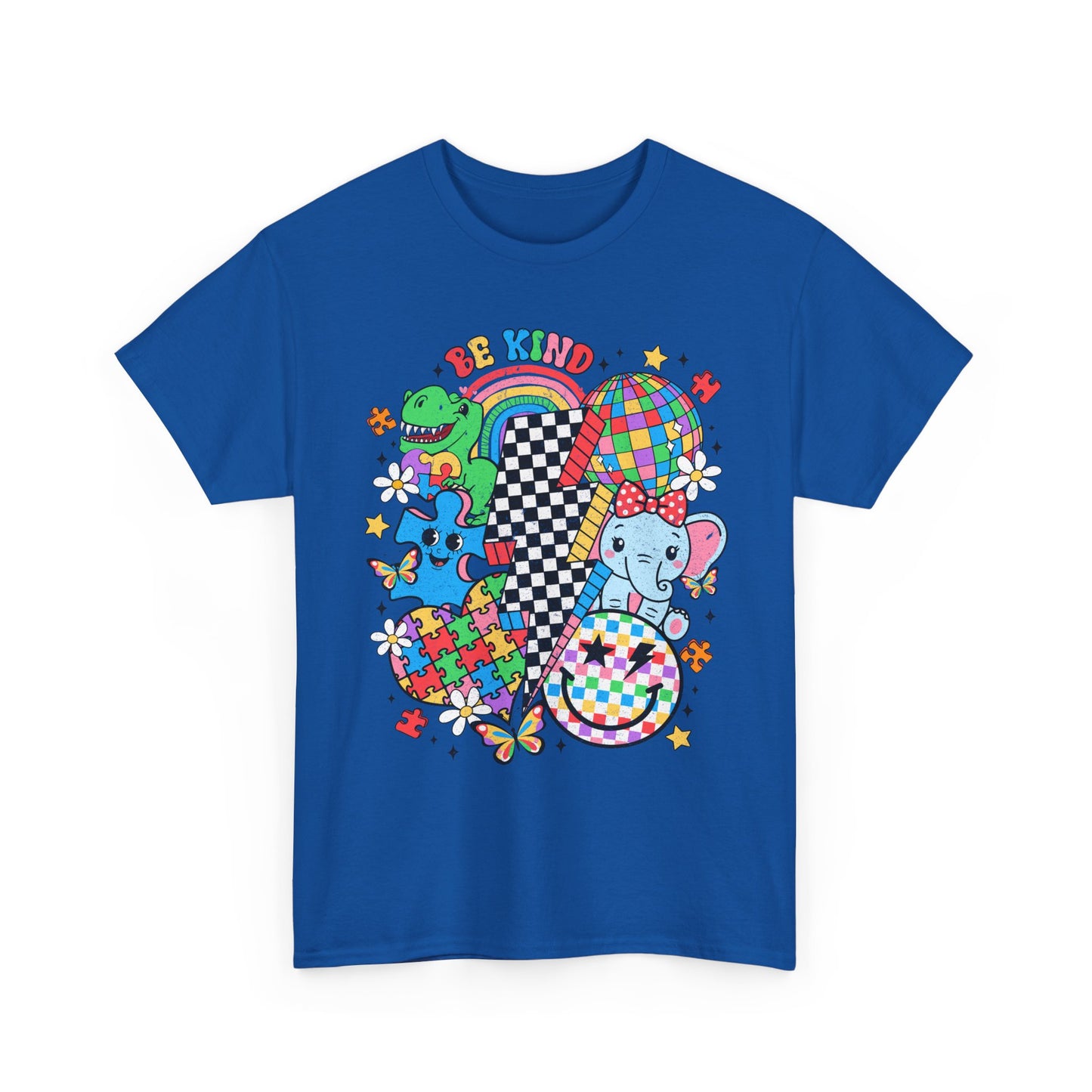 Puzzle Heart Tee — Colorful Autism Awareness Puzzle Pieces with Rainbow Animals