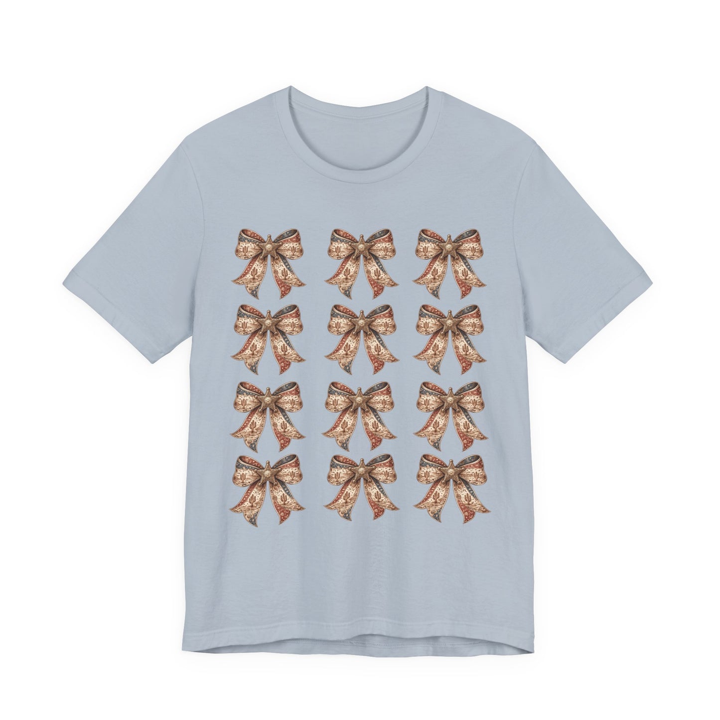 Bow Pattern Tee — Vintage Floral Ribbon Graphic Shirt