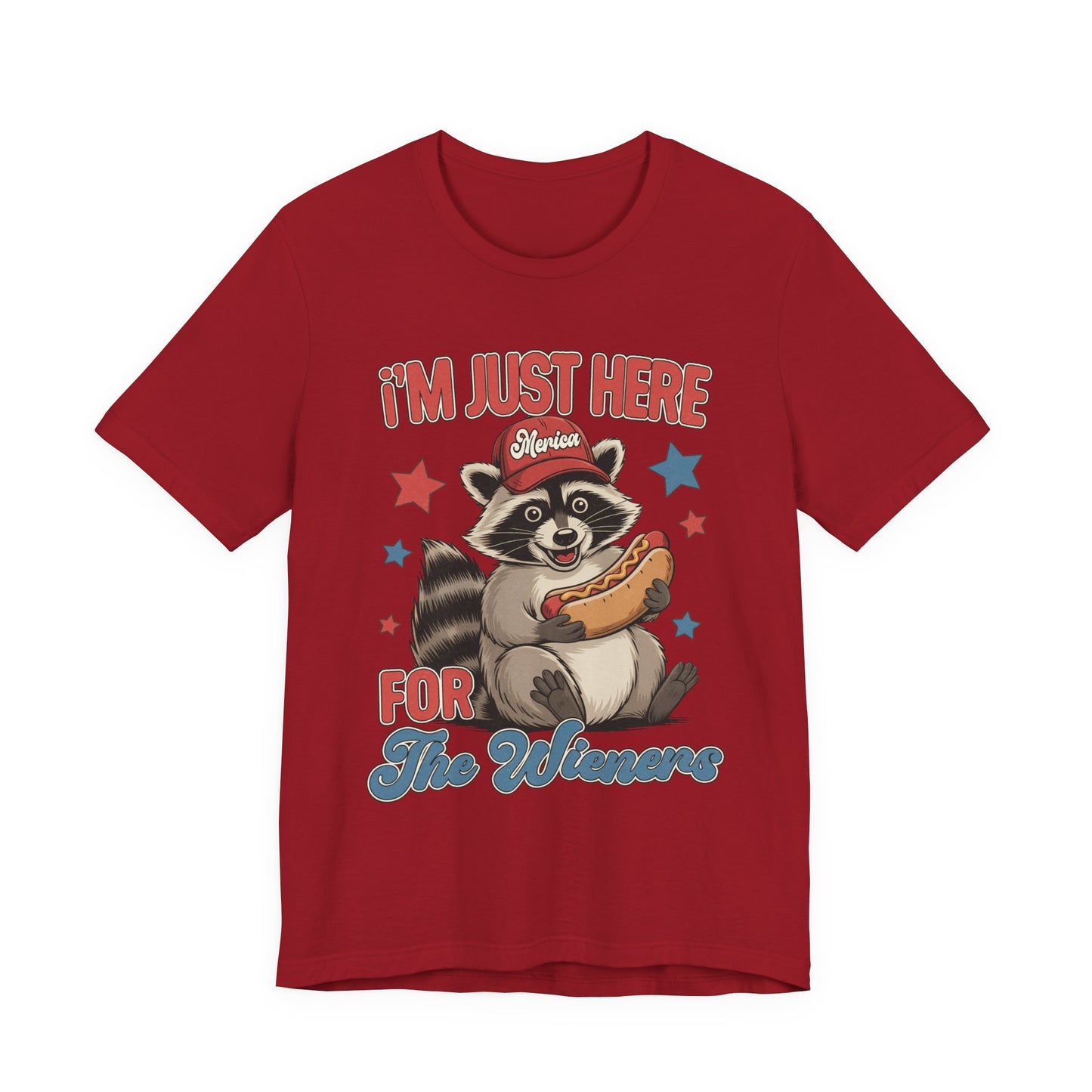 Patriotic Raccoon Hot Dog Tee — “I'm Just Here For The Winans” Graphic T-Shirt