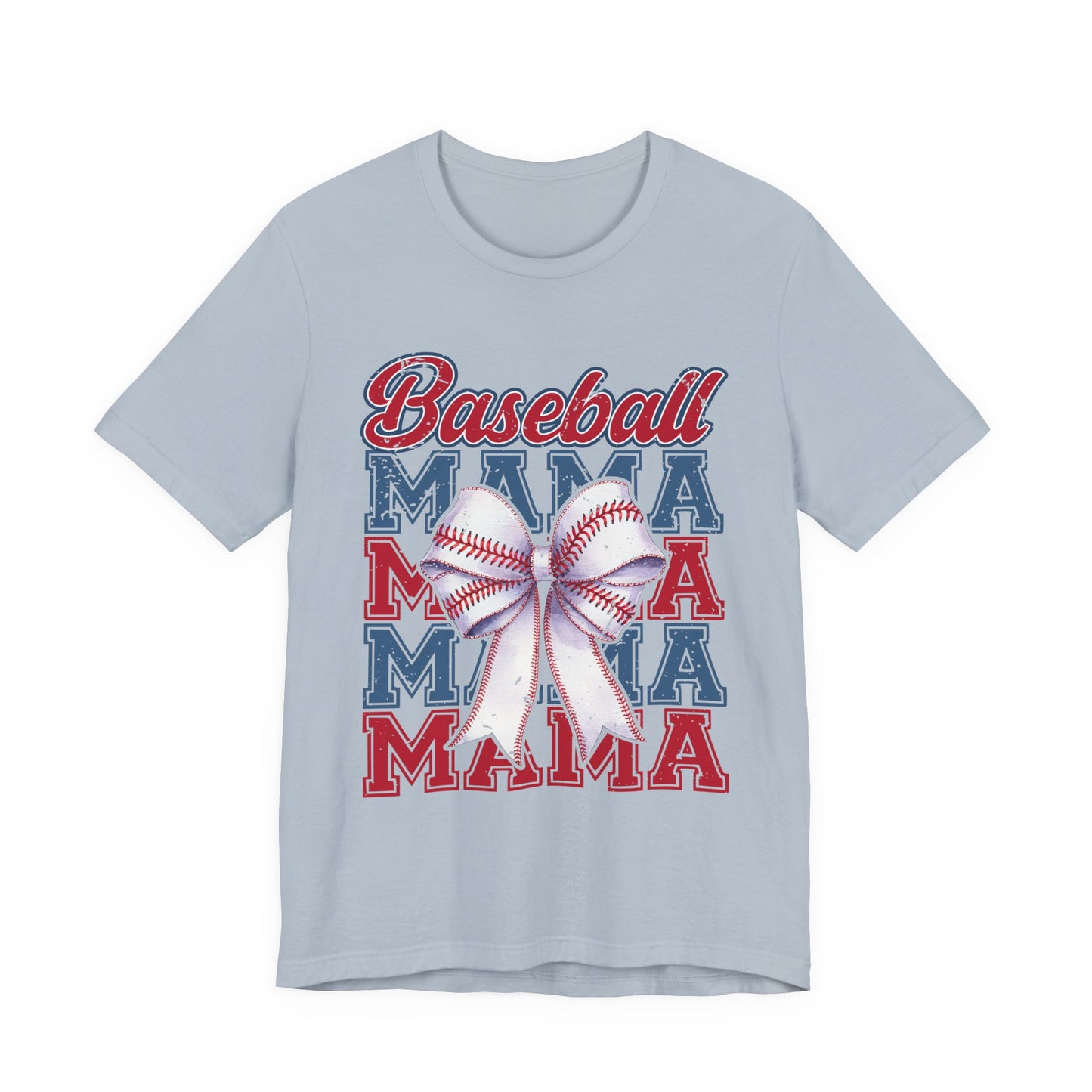Baseball Mama Tee – Patriotic Bow Soft Cotton T‑Shirt for Baseball Moms