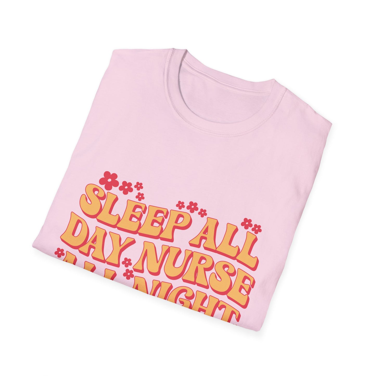 Nurse Life T-Shirt - "Sleep All Day, Nurse All Night" Retro Floral Tee