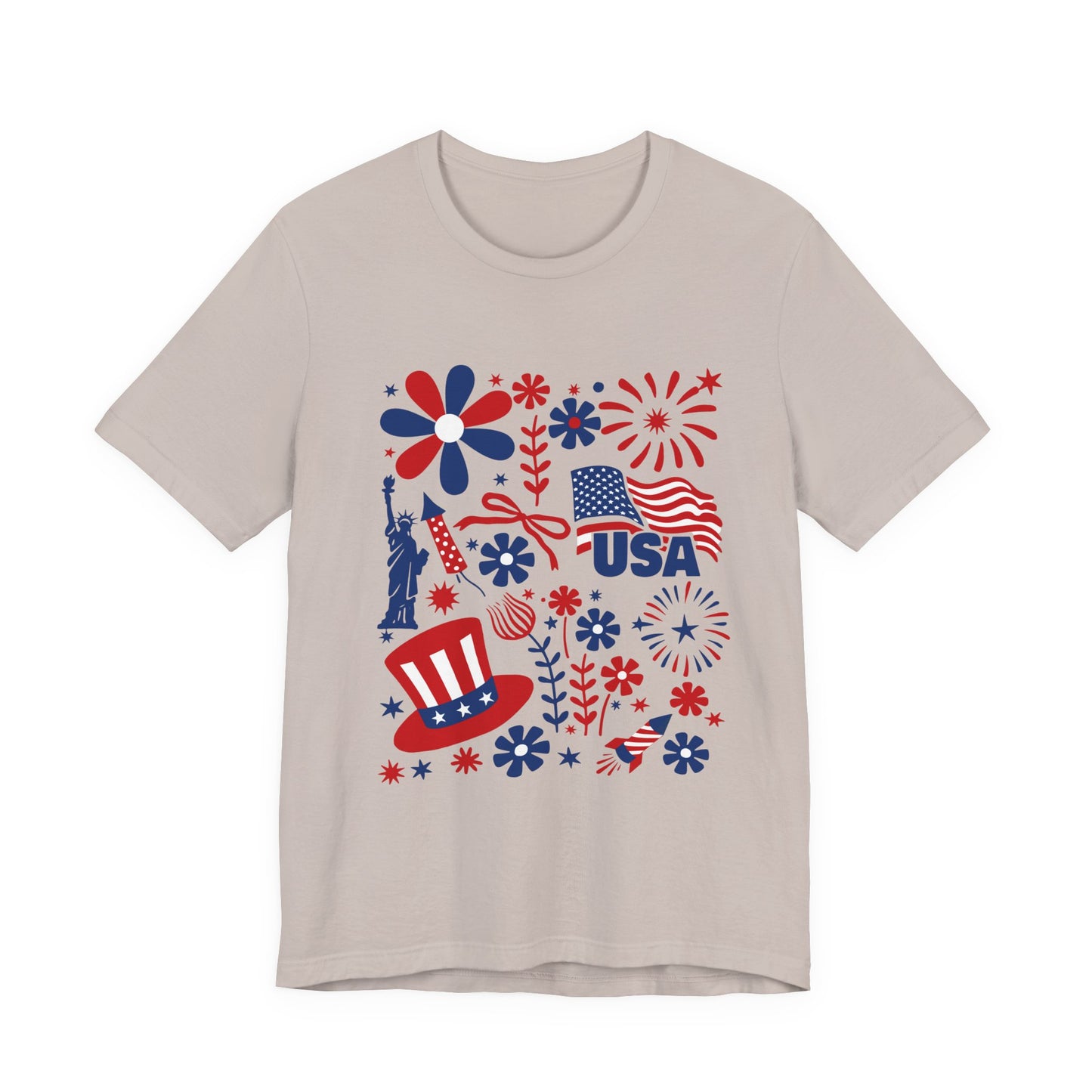 USA Patriotic T-Shirt – Fourth of July Fireworks & Liberty Graphic Tee