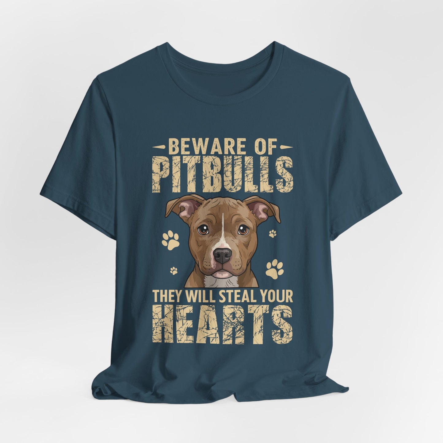 Pitbull Lover T-Shirt — "Beware of Pitbulls They Will Steal Your Hearts" Cute Dog Tee