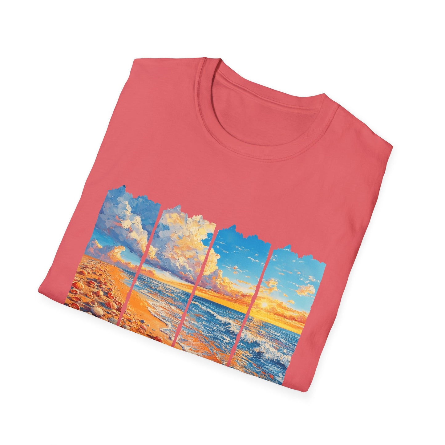 Beach Sunset Panel T-Shirt — Scenic Coastal Graphic Tee