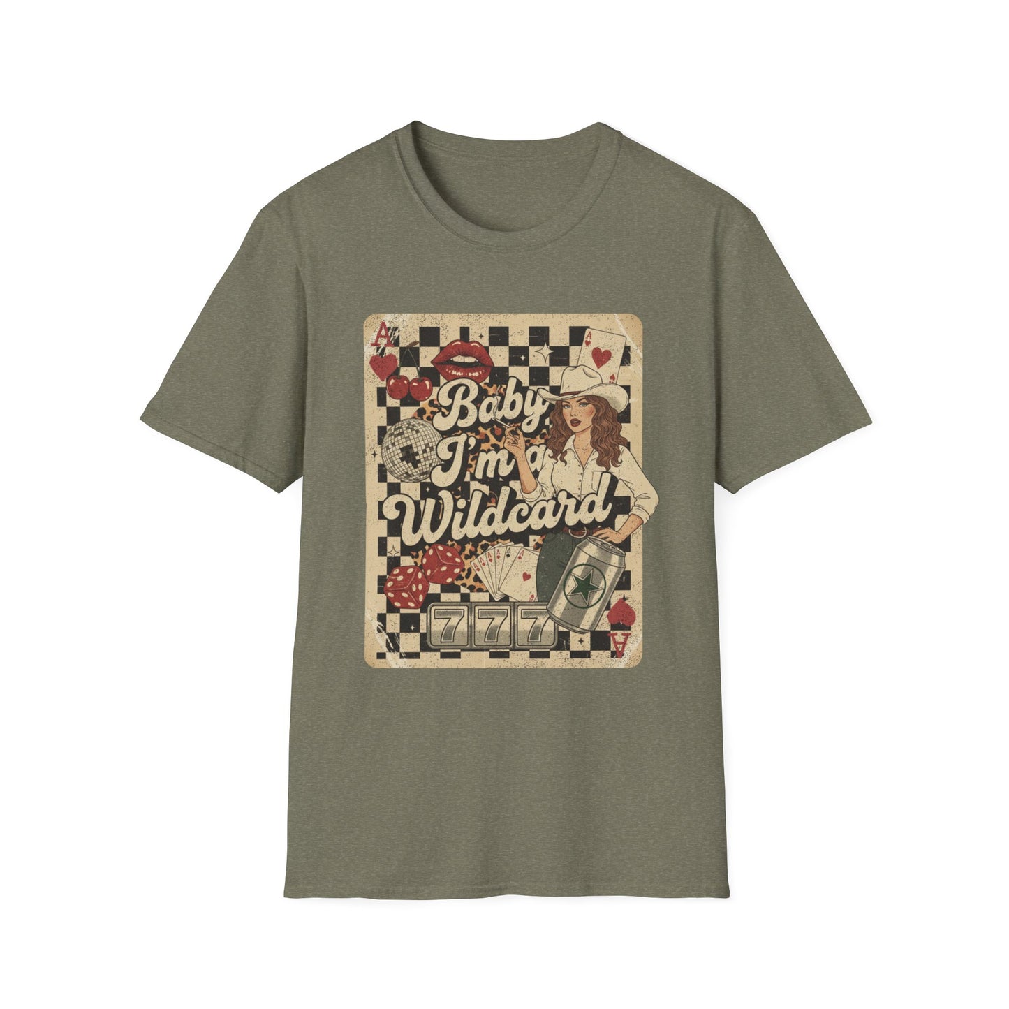 Wildcard Casino Graphic T-Shirt — "Baby I’m a Wildcard" Retro Pinup Tee