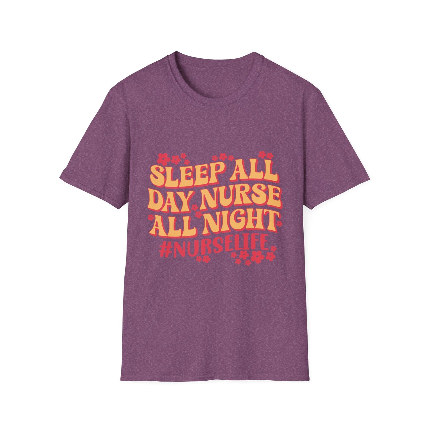 Nurse Life T-Shirt - "Sleep All Day, Nurse All Night" Retro Floral Tee