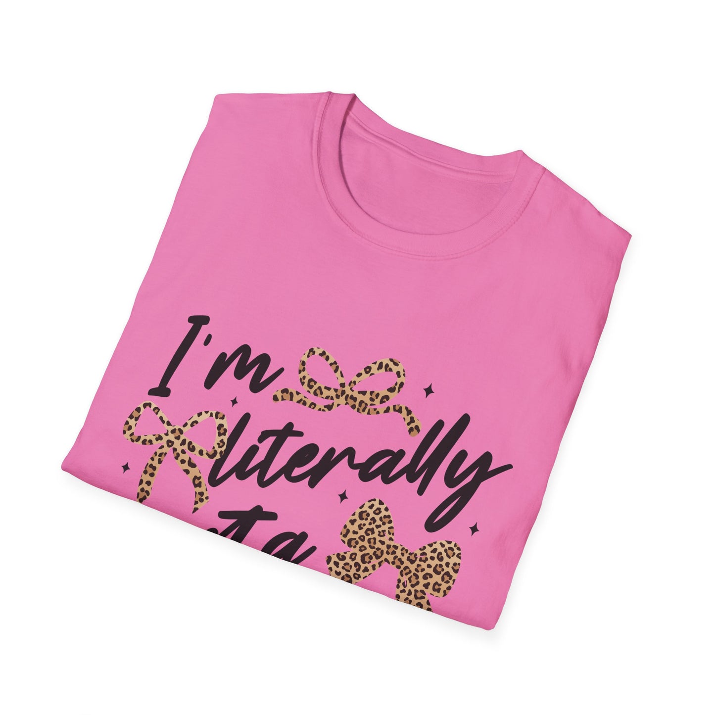 Teacher Graphic Tee — "I'm Literally Just a Teacher" Leopard Bow