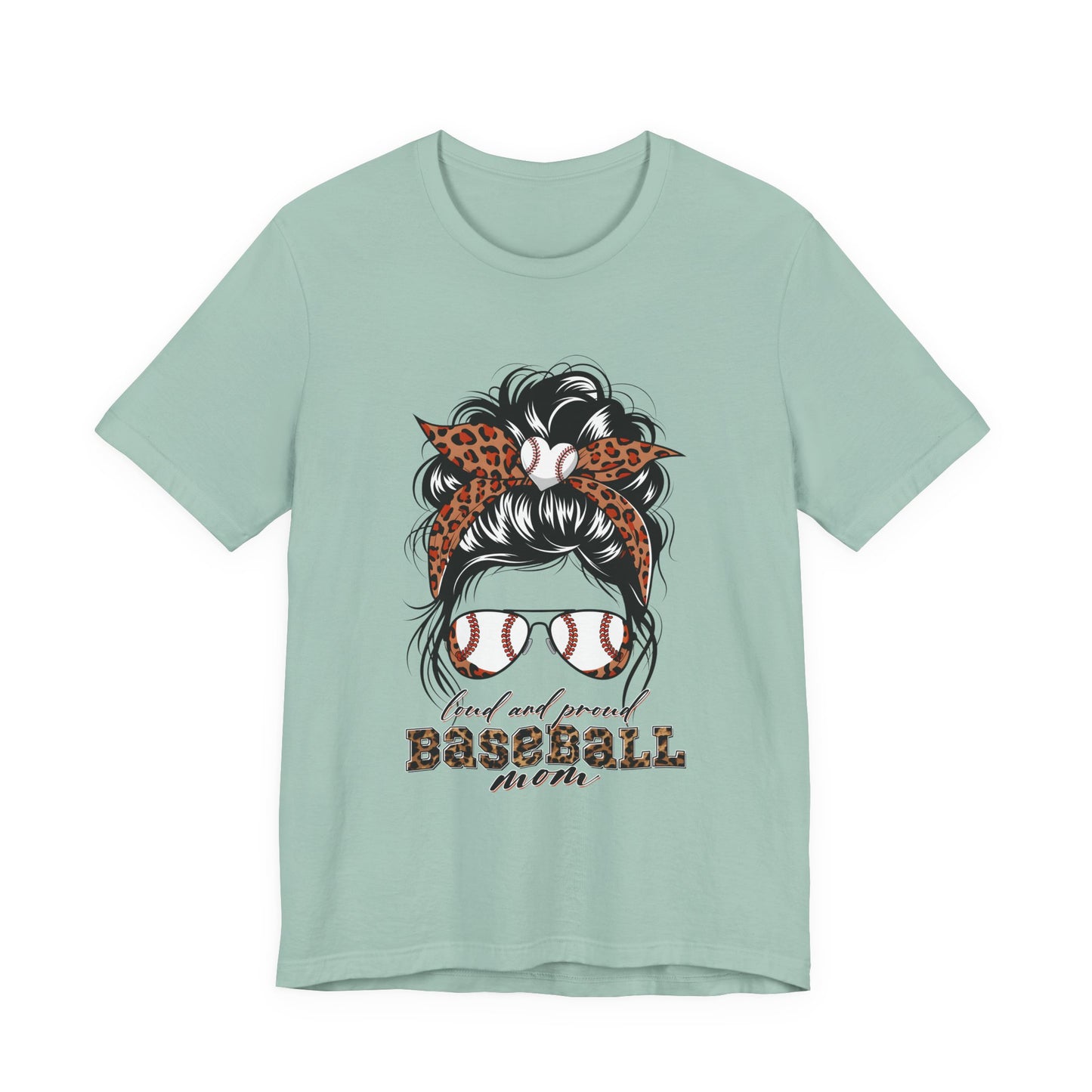 Baseball Mom Graphic Tee — Leopard Hairbow, Sunnies & "Baseball Mom" Text