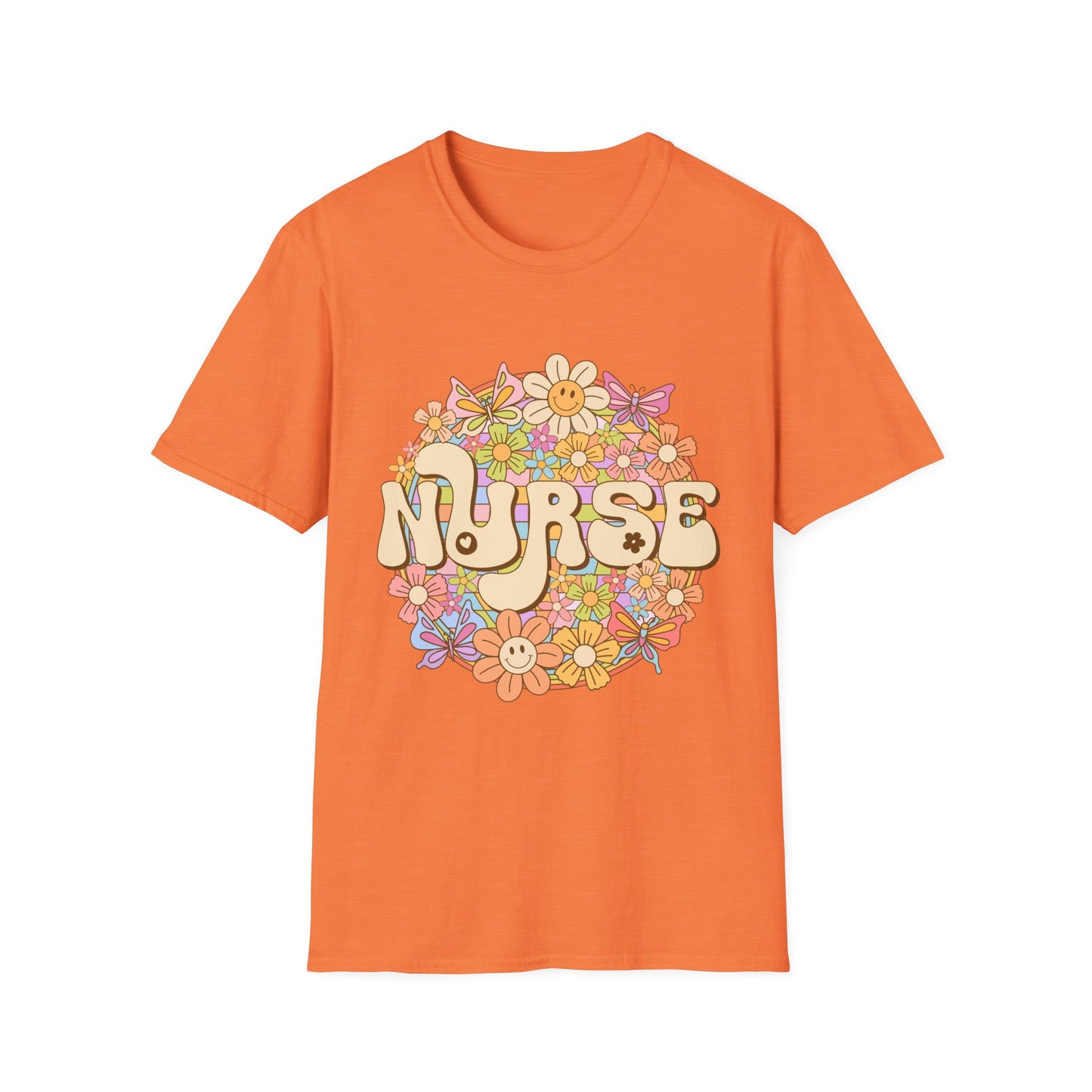 Nurse Floral Retro T-Shirt — Cute Vintage Flower Badge for Nurses