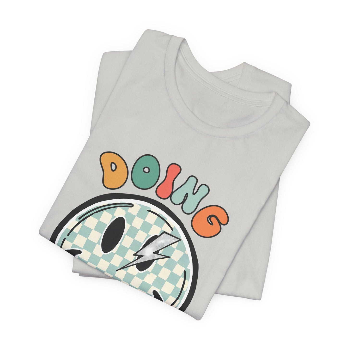 Doing My Best Smiley Tee — Retro Checkerboard Positive Message T‑Shirt