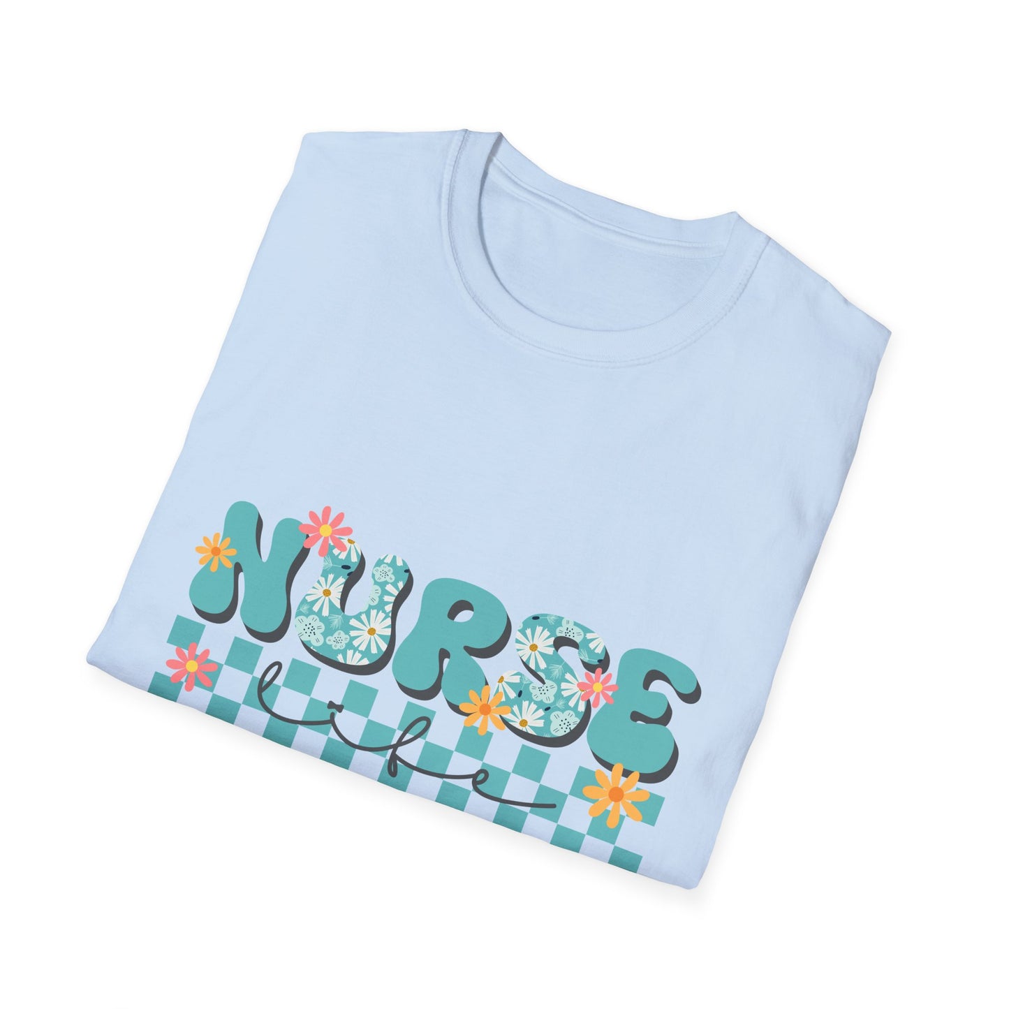 Nurse Floral Checkerboard T-Shirt