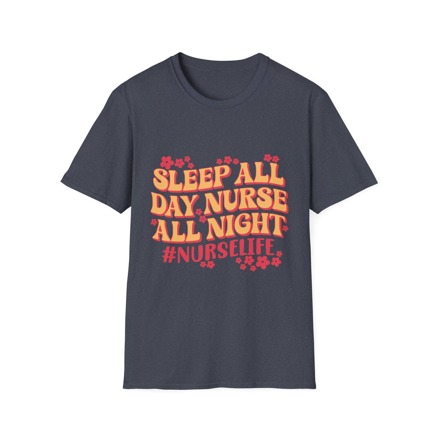 Nurse Life T-Shirt - "Sleep All Day, Nurse All Night" Retro Floral Tee