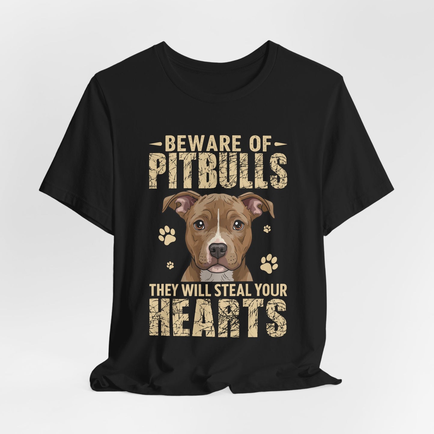 Pitbull Lover T-Shirt — "Beware of Pitbulls They Will Steal Your Hearts" Cute Dog Tee
