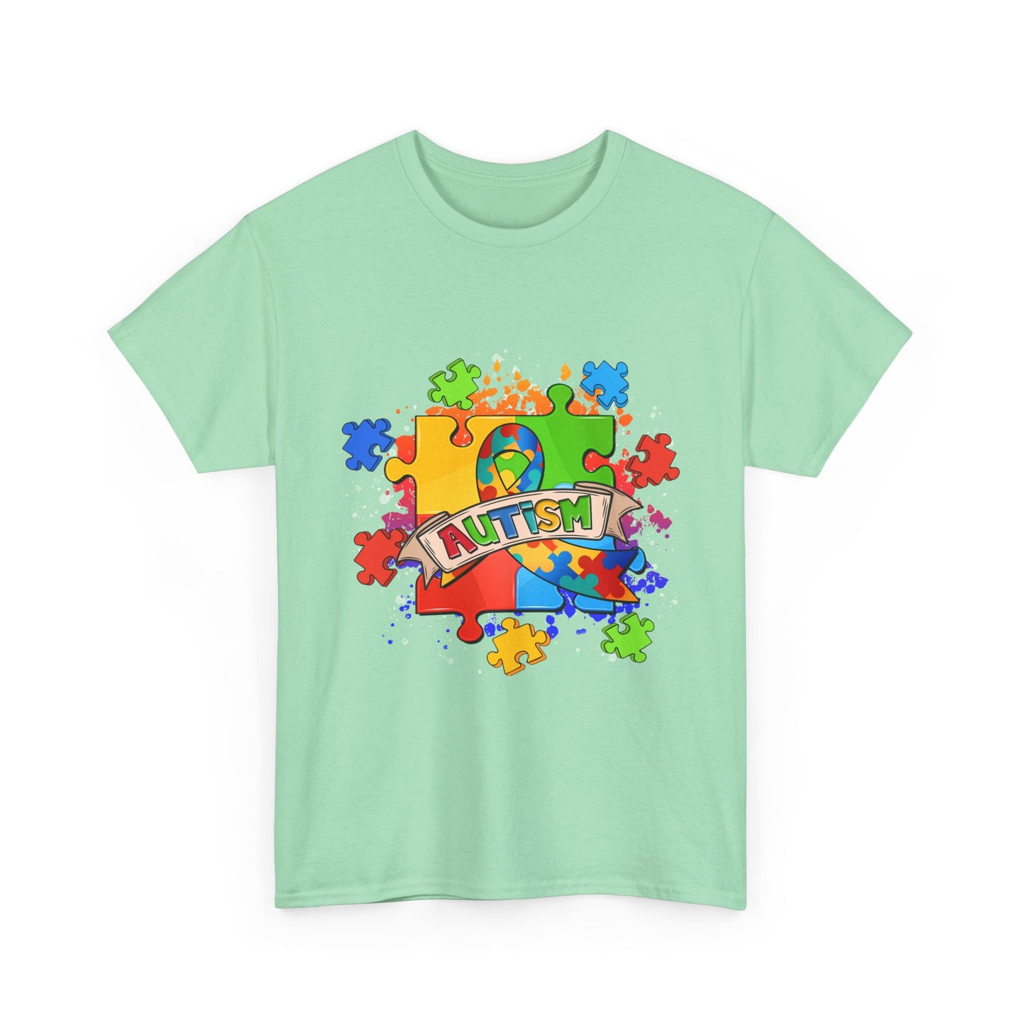 Autism Awareness Puzzle Tee – Colorful 'Autism' Ribbon Design