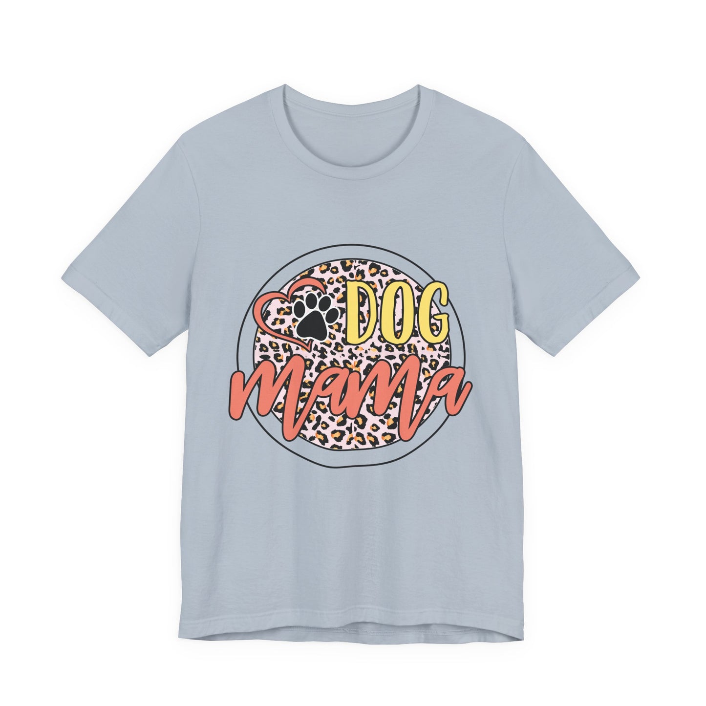 Dog Mama Leopard Circle Tee — Cute Paw Print Graphic T-Shirt for Women