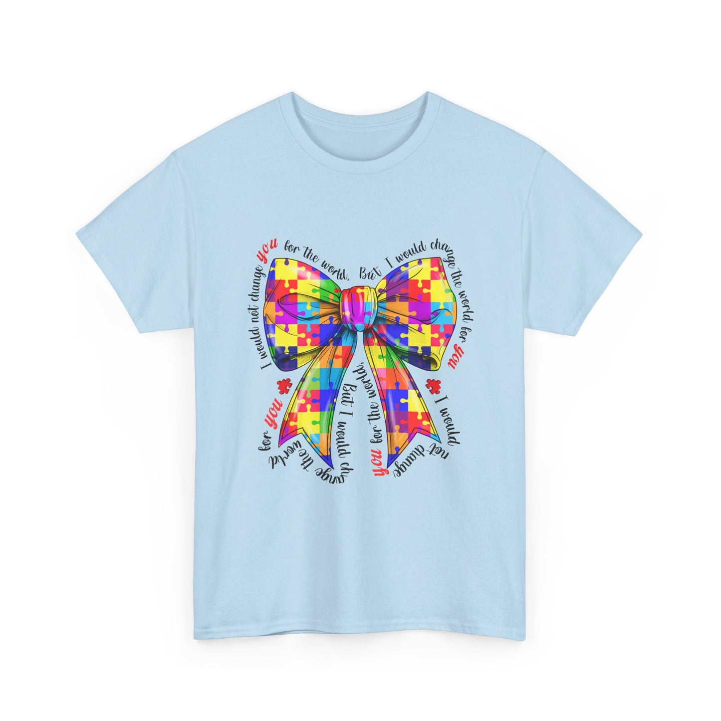 Autism Puzzle Ribbon Tee — Colorful Awareness Bow Shirt