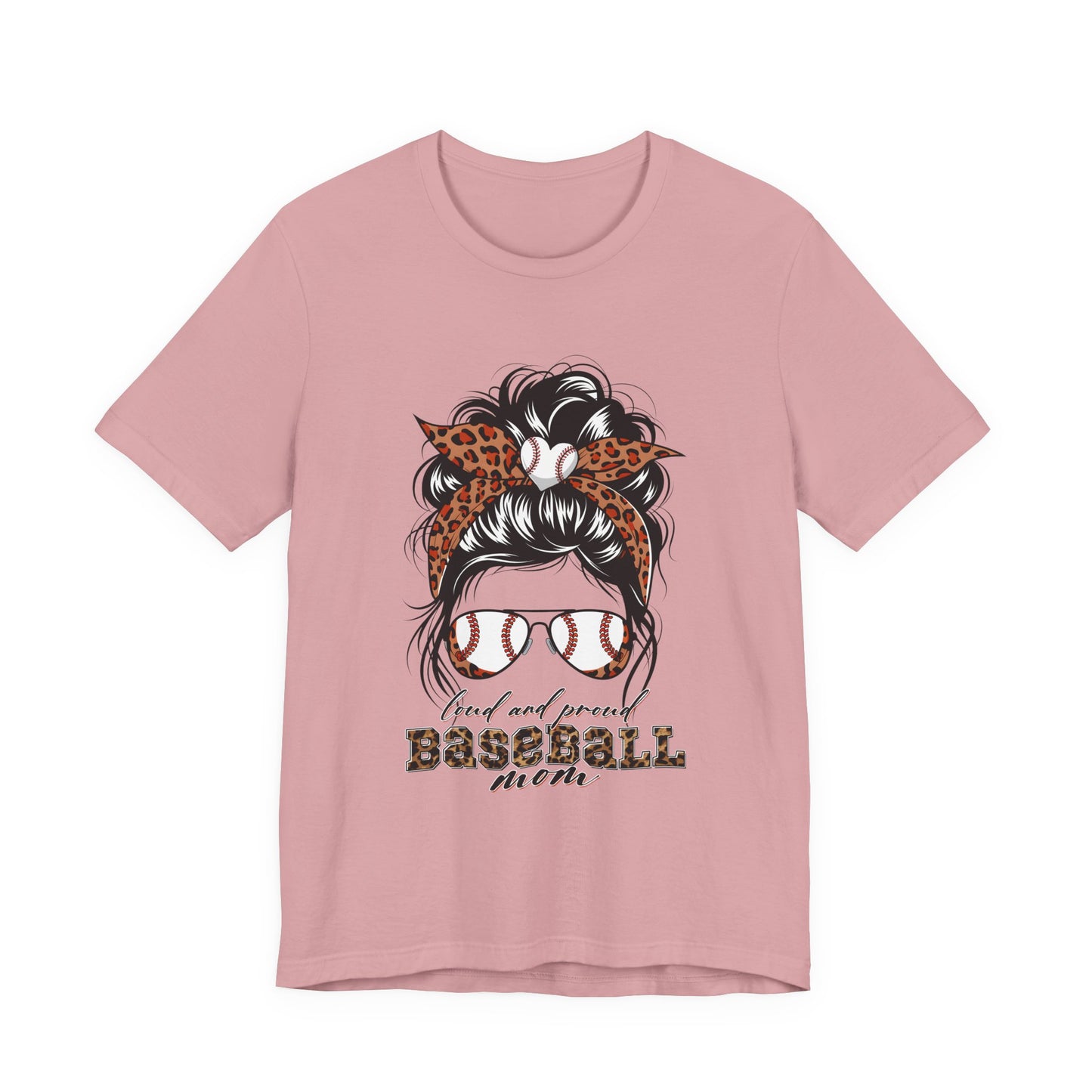 Baseball Mom Graphic Tee — Leopard Hairbow, Sunnies & "Baseball Mom" Text