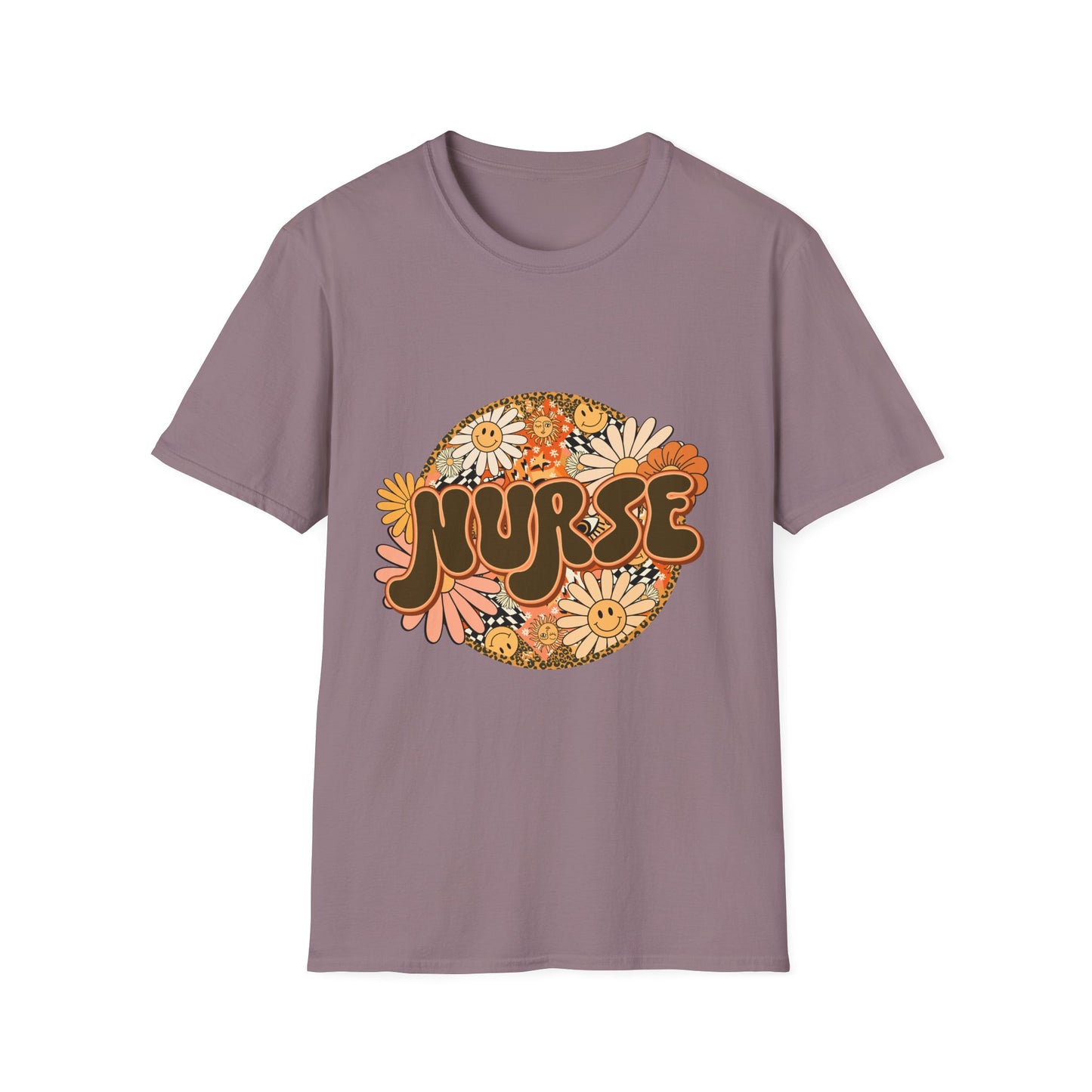 Retro Floral 'Nurse' T-Shirt — 70s Vintage Daisy Design for Nurses