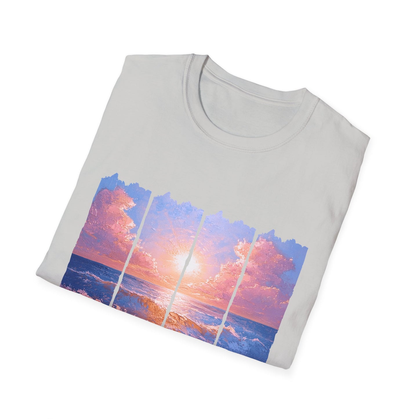 Sunset Ocean Panel T-Shirt — "Pray Without Ceasing" Inspirational Beach Tee