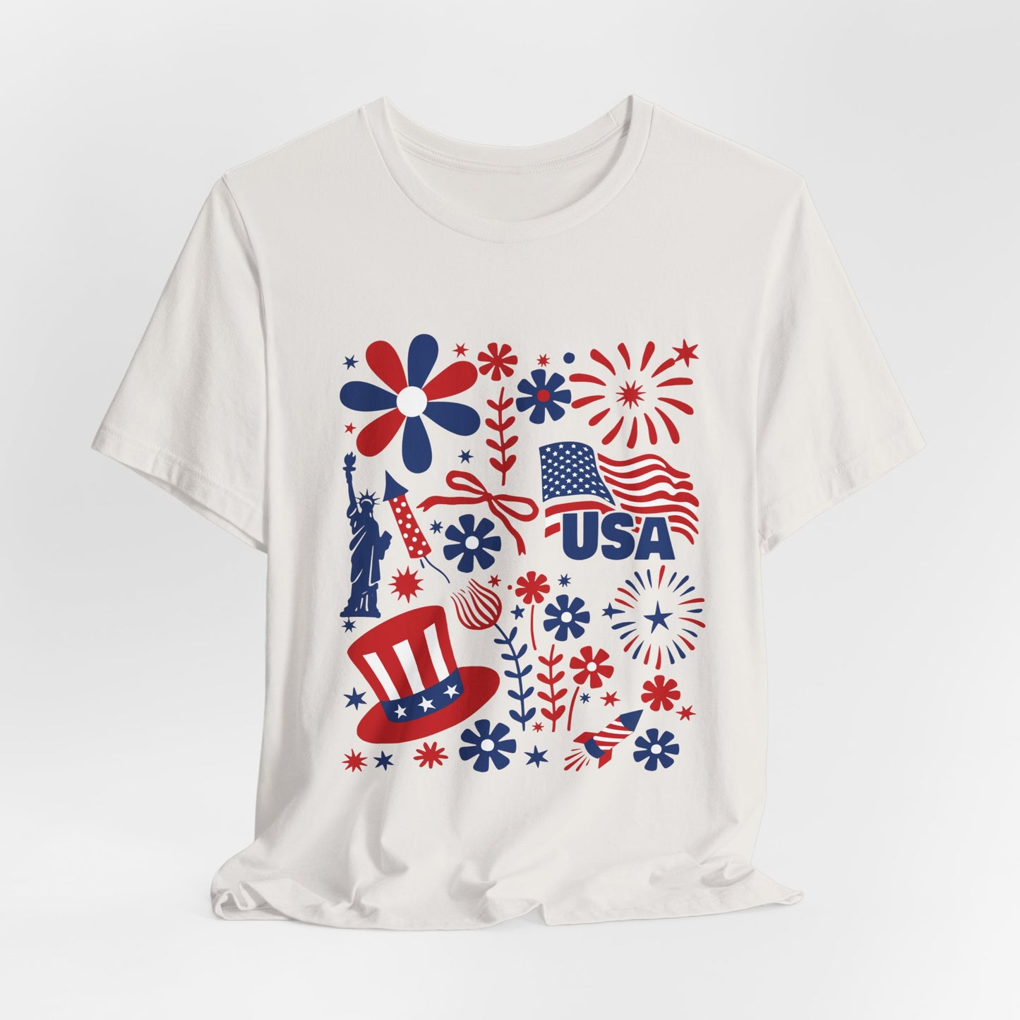 USA Patriotic T-Shirt – Fourth of July Fireworks & Liberty Graphic Tee