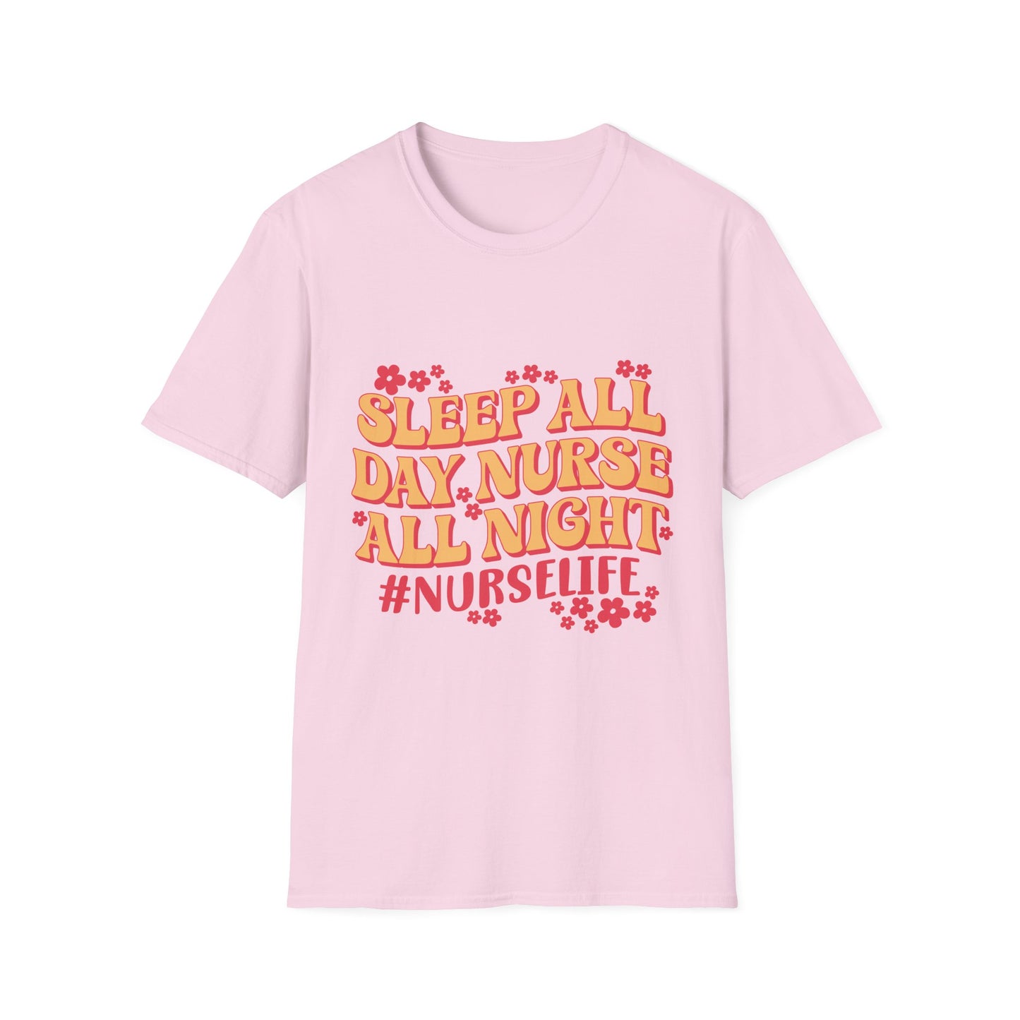 Nurse Life T-Shirt - "Sleep All Day, Nurse All Night" Retro Floral Tee