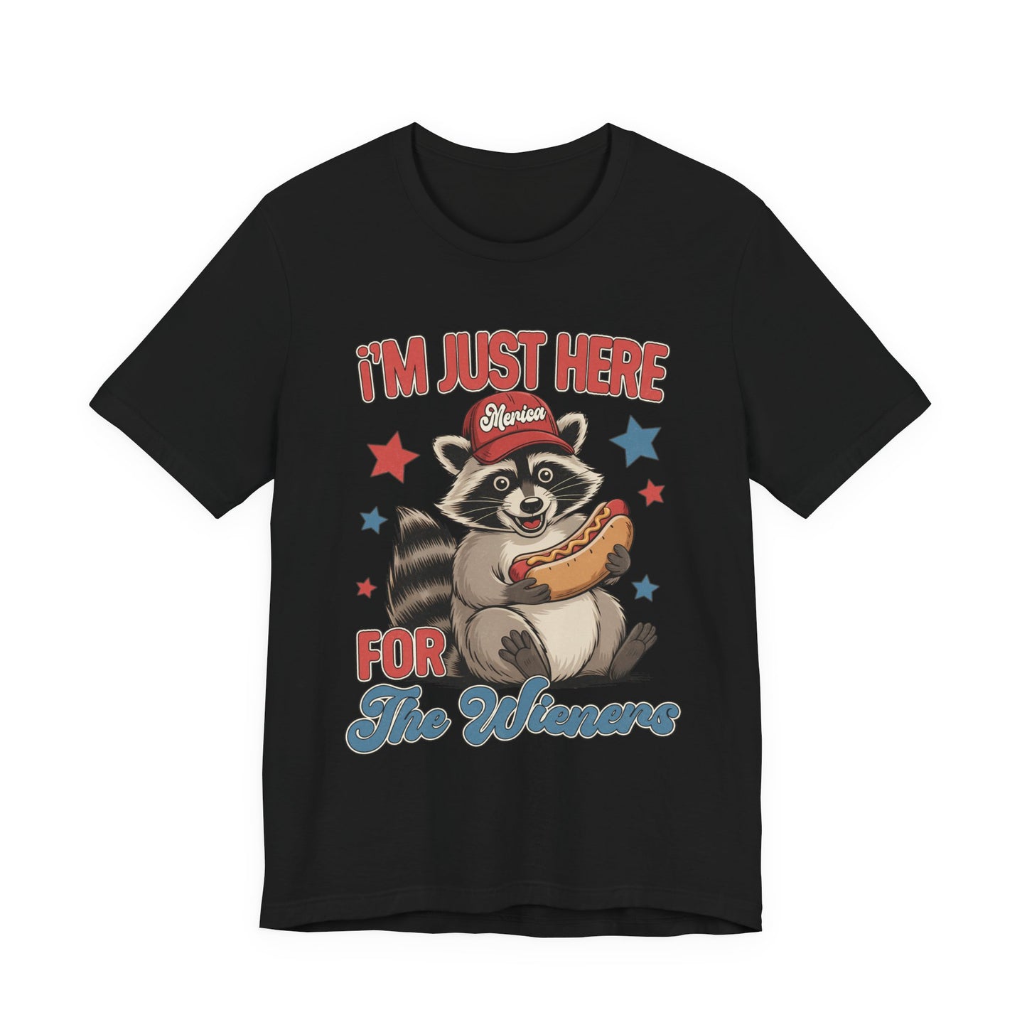 Patriotic Raccoon Hot Dog Tee — “I'm Just Here For The Winans” Graphic T-Shirt
