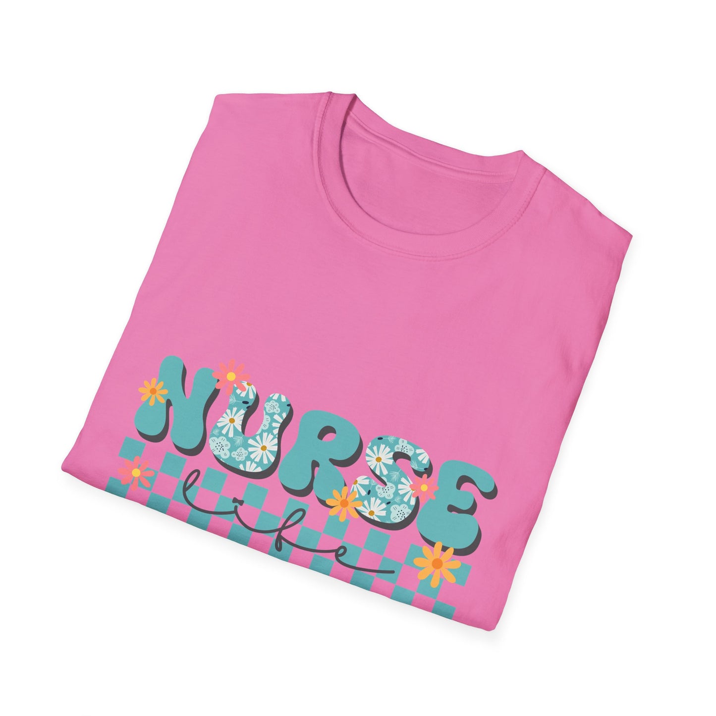 Nurse Floral Checkerboard T-Shirt