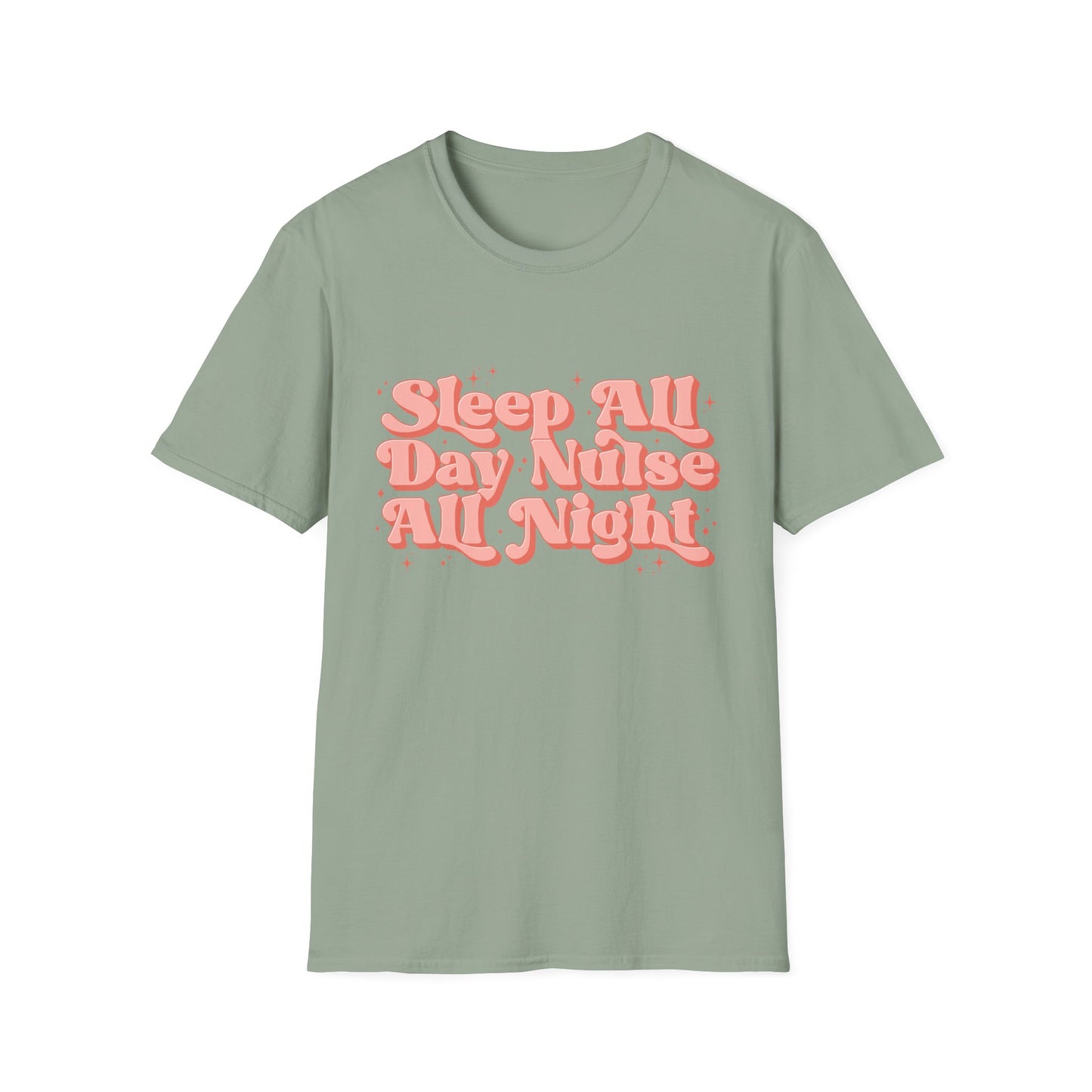 Sleep All Day Nurse All Night T-Shirt — Cute Retro Nurse Tee for Healthcare Workers