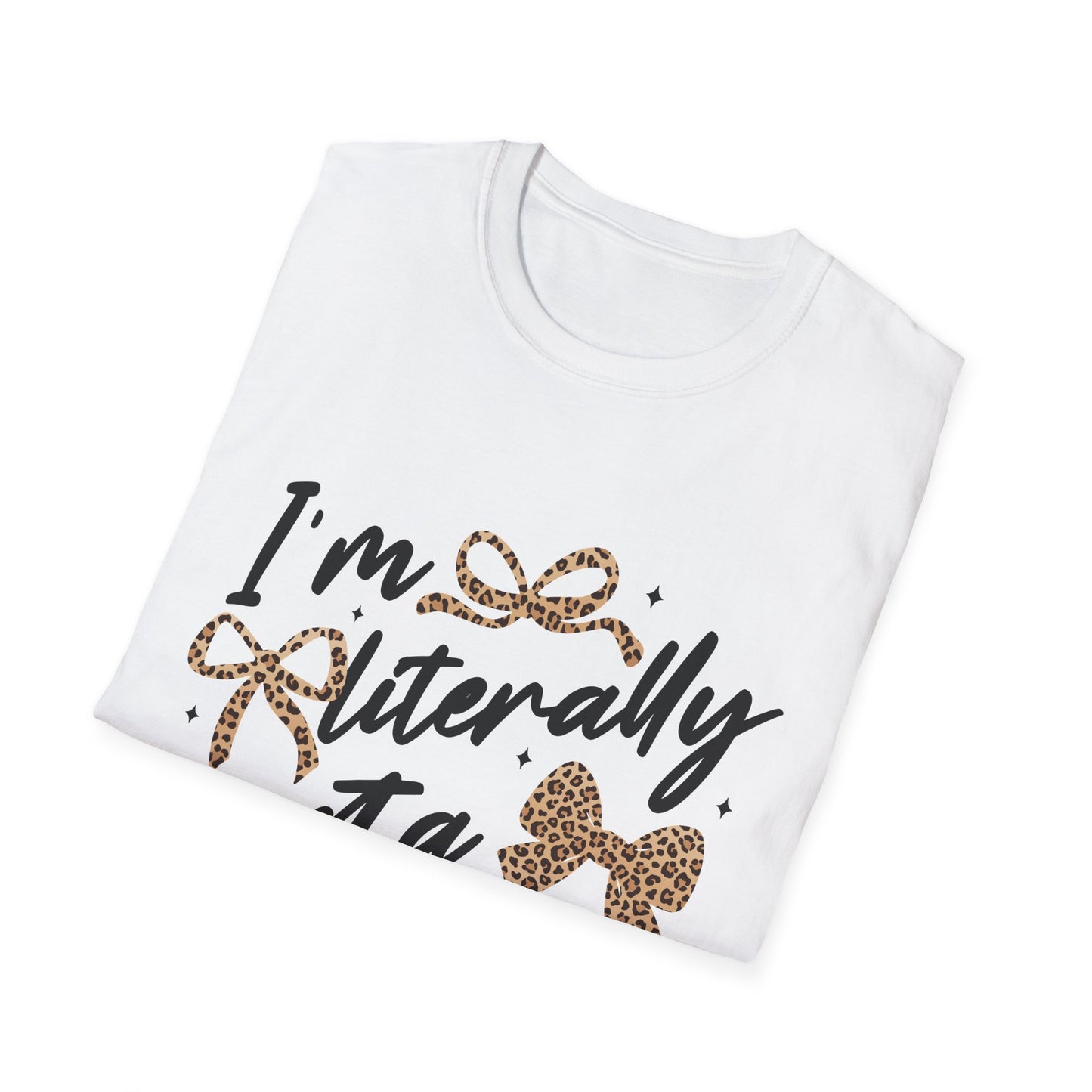 Teacher Graphic Tee — "I'm Literally Just a Teacher" Leopard Bow