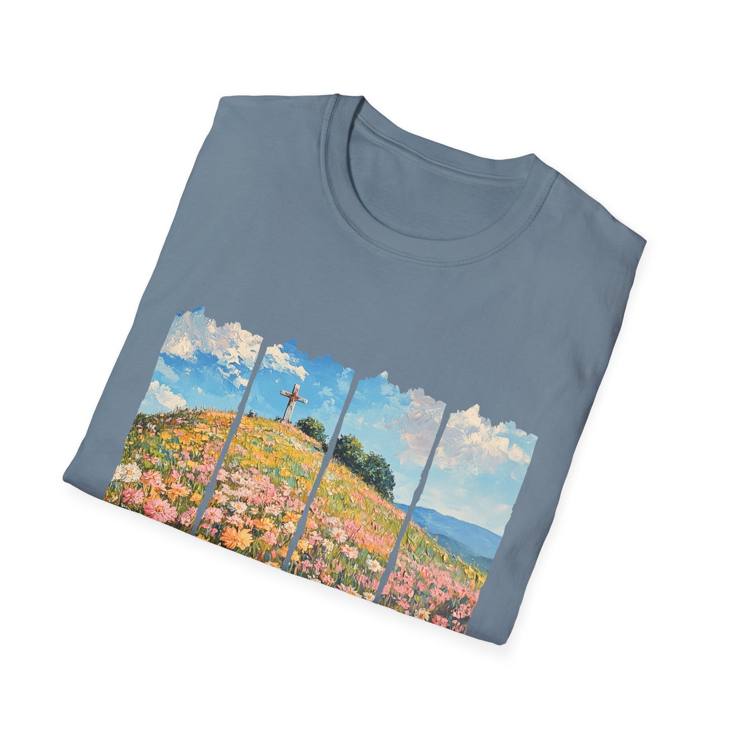Wildflower Hills Scenic Tee — 'Live in It' Landscape Graphic T-Shirt