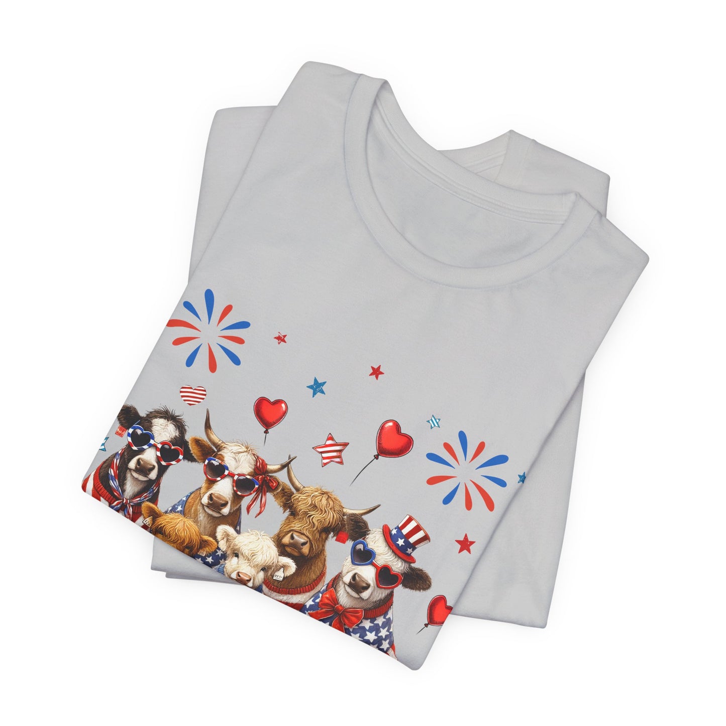 Patriotic CowsT-Shirt — Cute Cows in USA Outfit 4th of July Tee