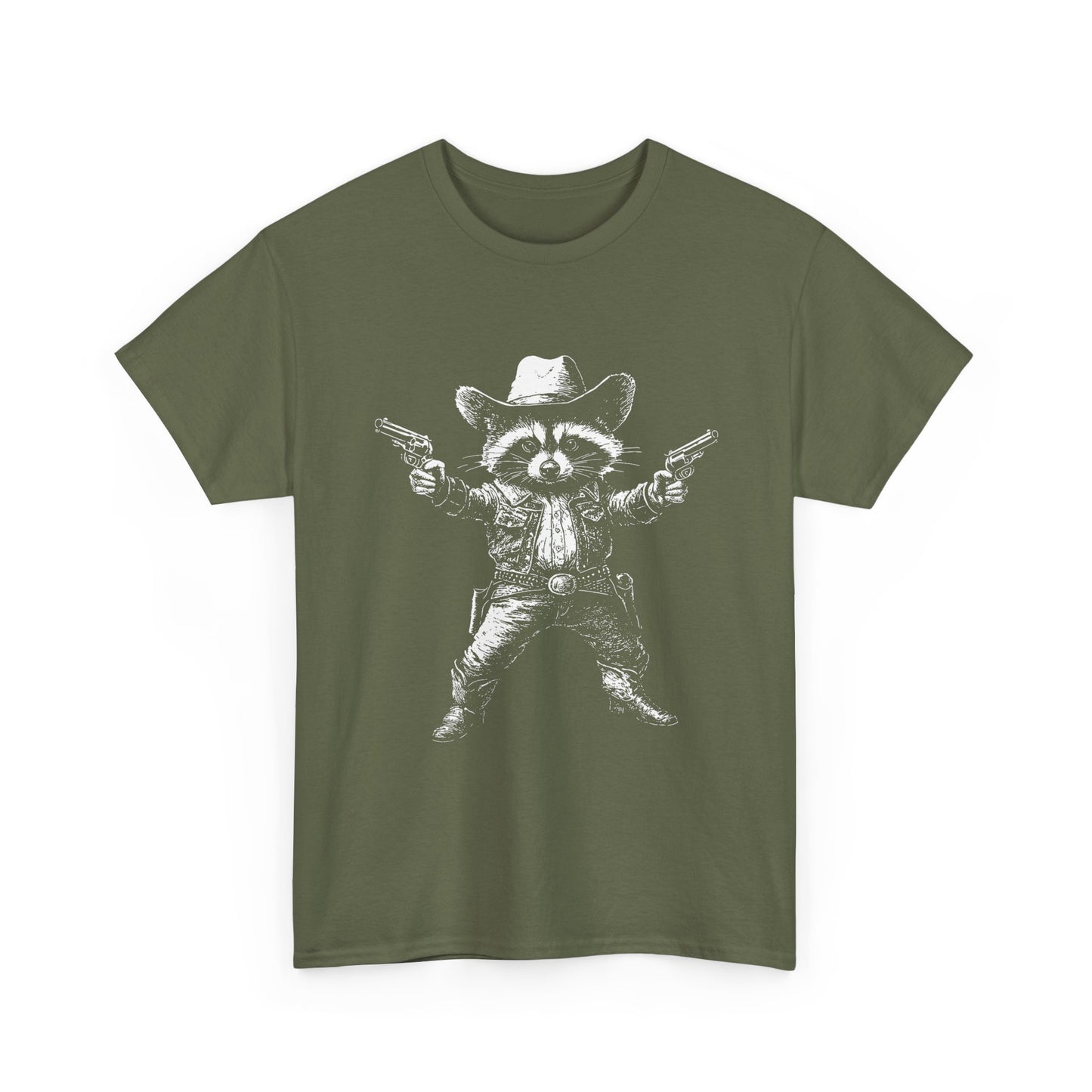 Cowboy Raccoon Graphic Tee — Western Gunslinger Vintage Style Shirt
