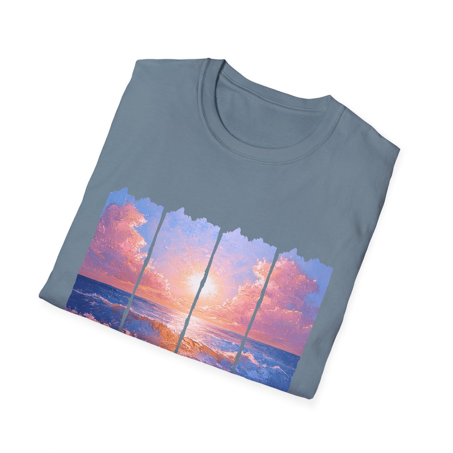 Sunset Ocean Panel T-Shirt — "Pray Without Ceasing" Inspirational Beach Tee