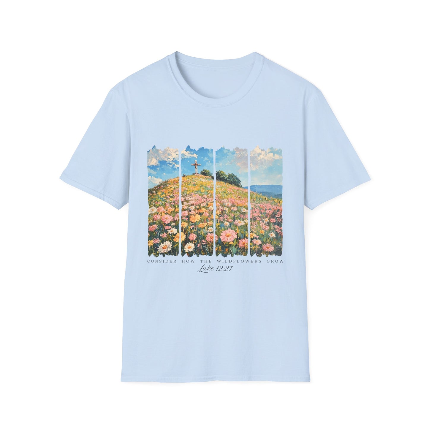 Wildflower Hills Scenic Tee — 'Live in It' Landscape Graphic T-Shirt