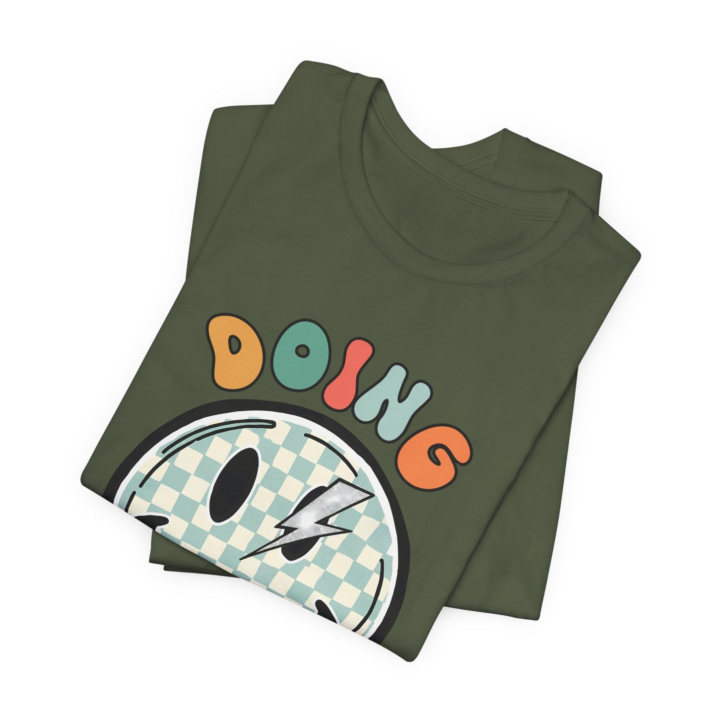 Doing My Best Smiley Tee — Retro Checkerboard Positive Message T‑Shirt