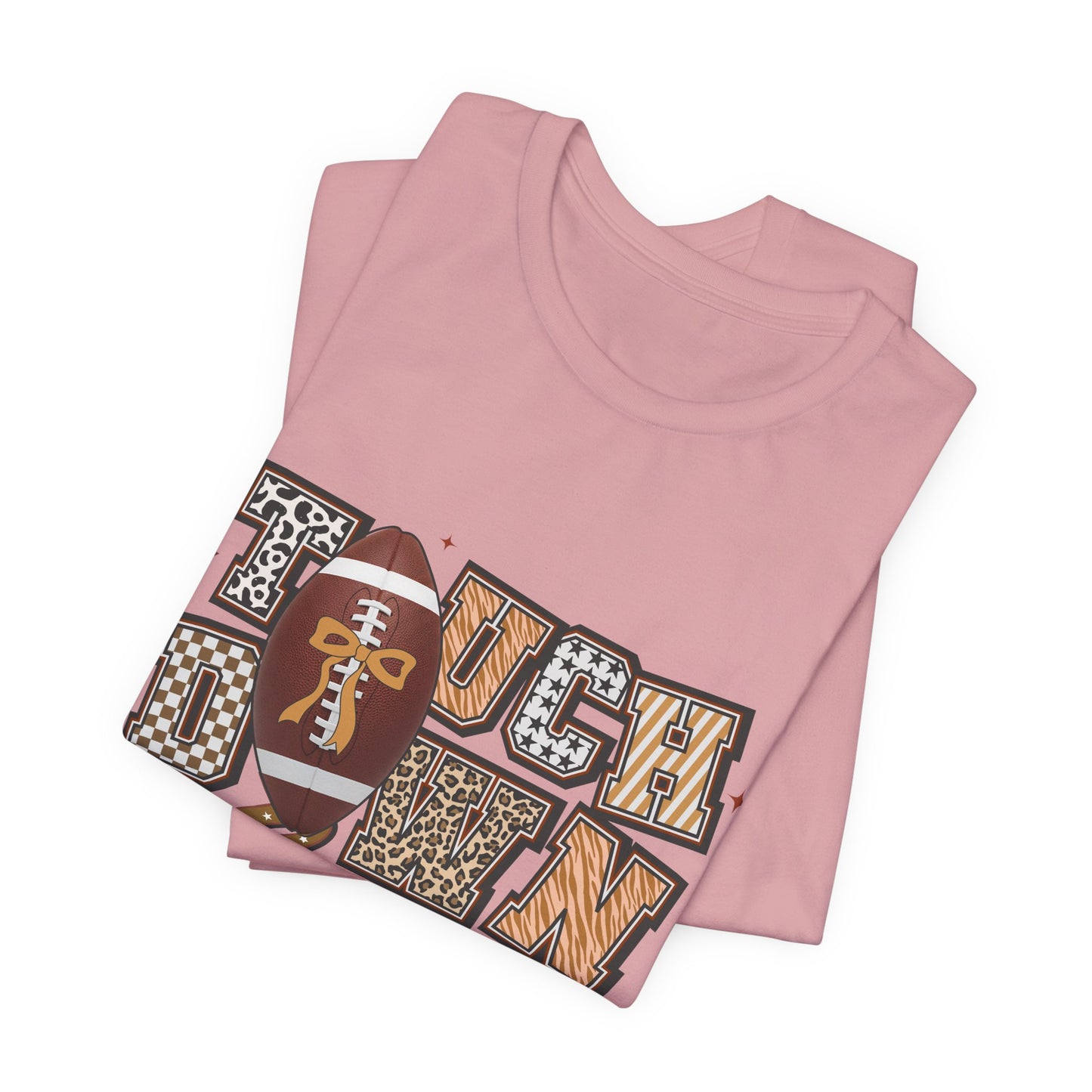 Touchdown Season Football T-Shirt — Retro Brown Leopard Print Design