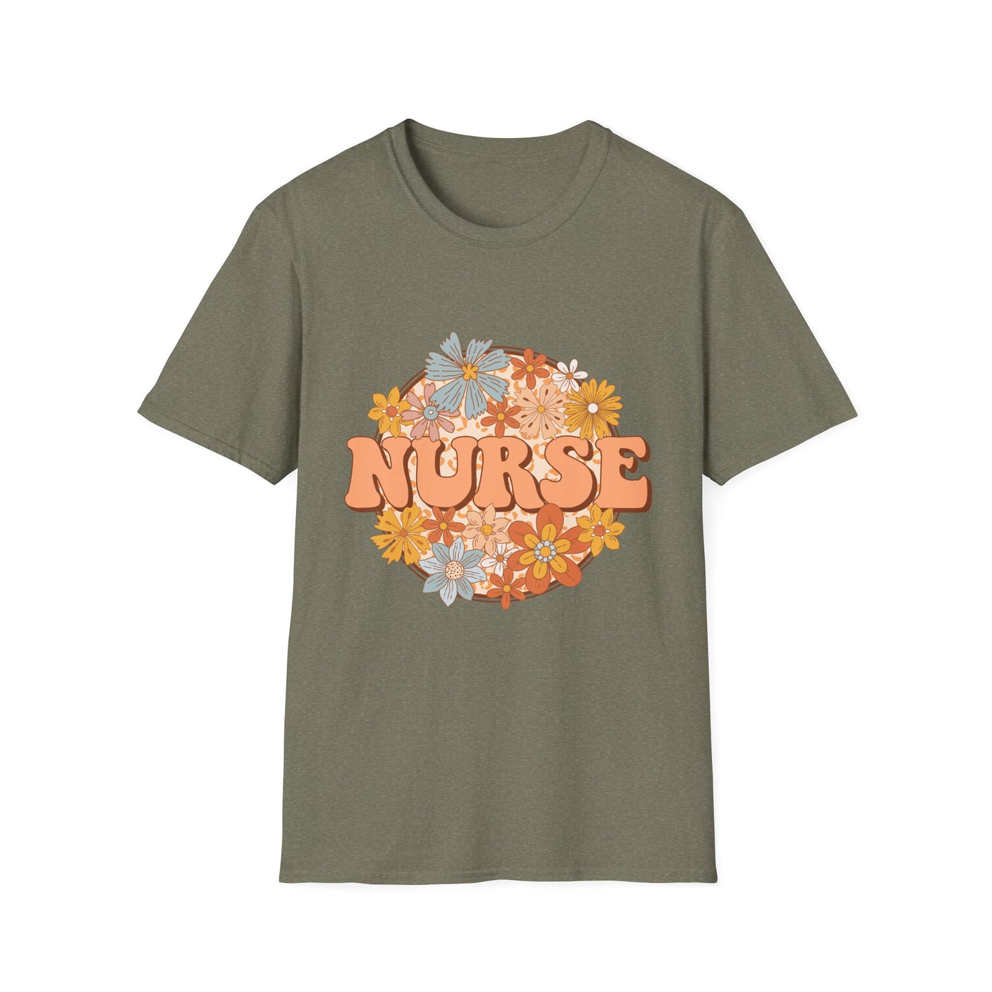 Nurse Floral Retro Tee — "NURSE" Vintage Flower Graphic T-Shirt