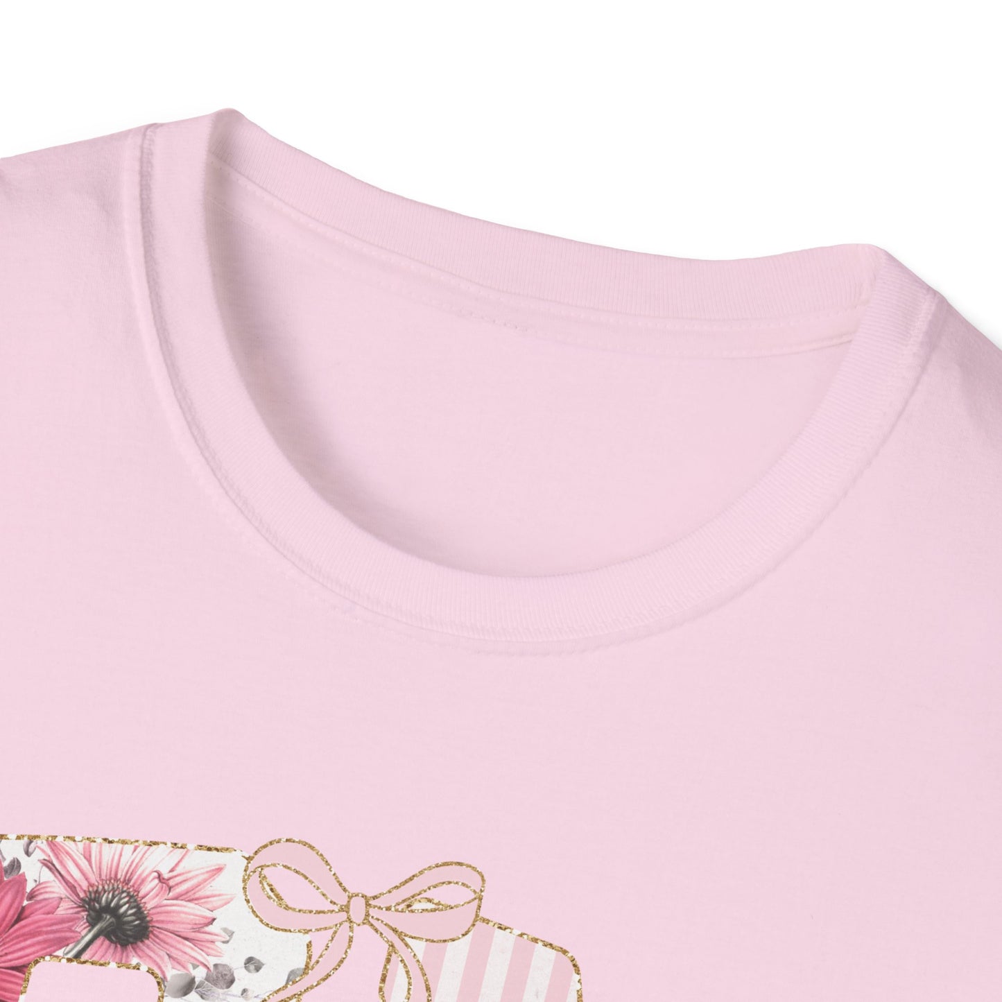 T-Shirt — RN Floral Script Design (Pink Stripes & Roses)