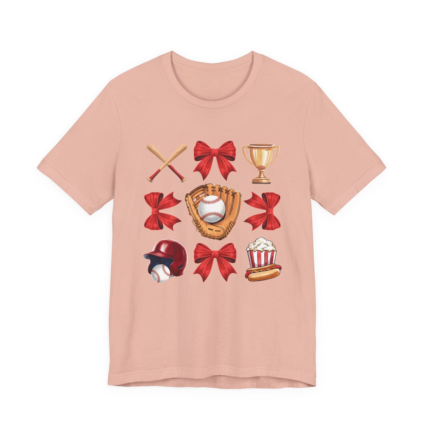 Baseball Icons Graphic Tee — Glove, Bat & Trophy Design