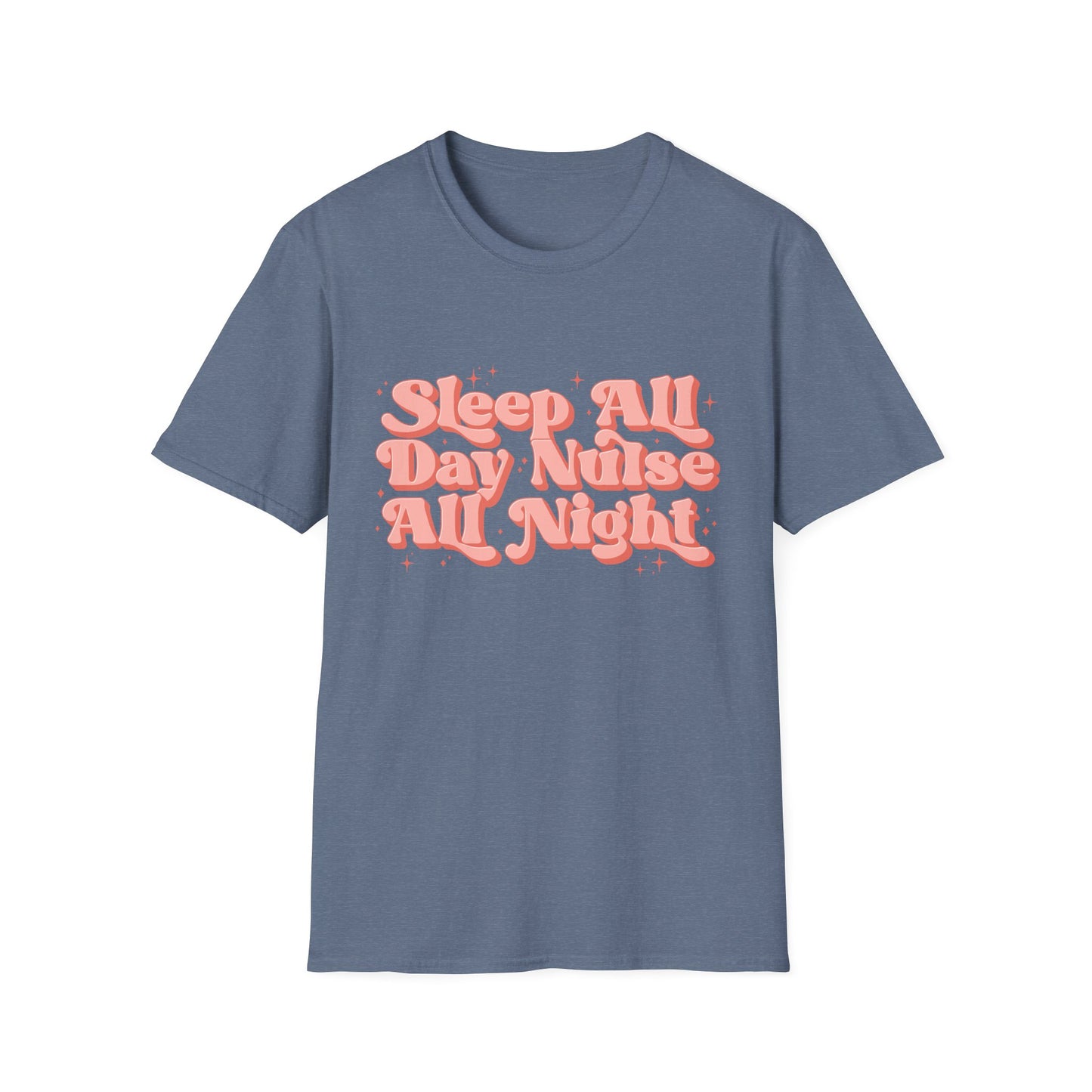 Sleep All Day Nurse All Night T-Shirt — Cute Retro Nurse Tee for Healthcare Workers