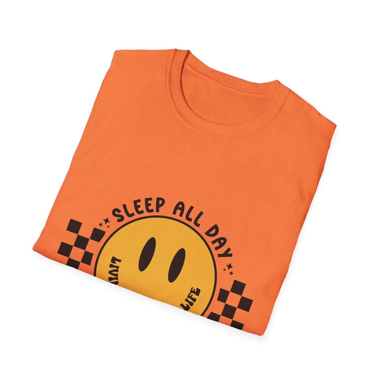 Nurse Smiley Tee — “Sleep All Day, Nurse All Night” Graphic T-Shirt