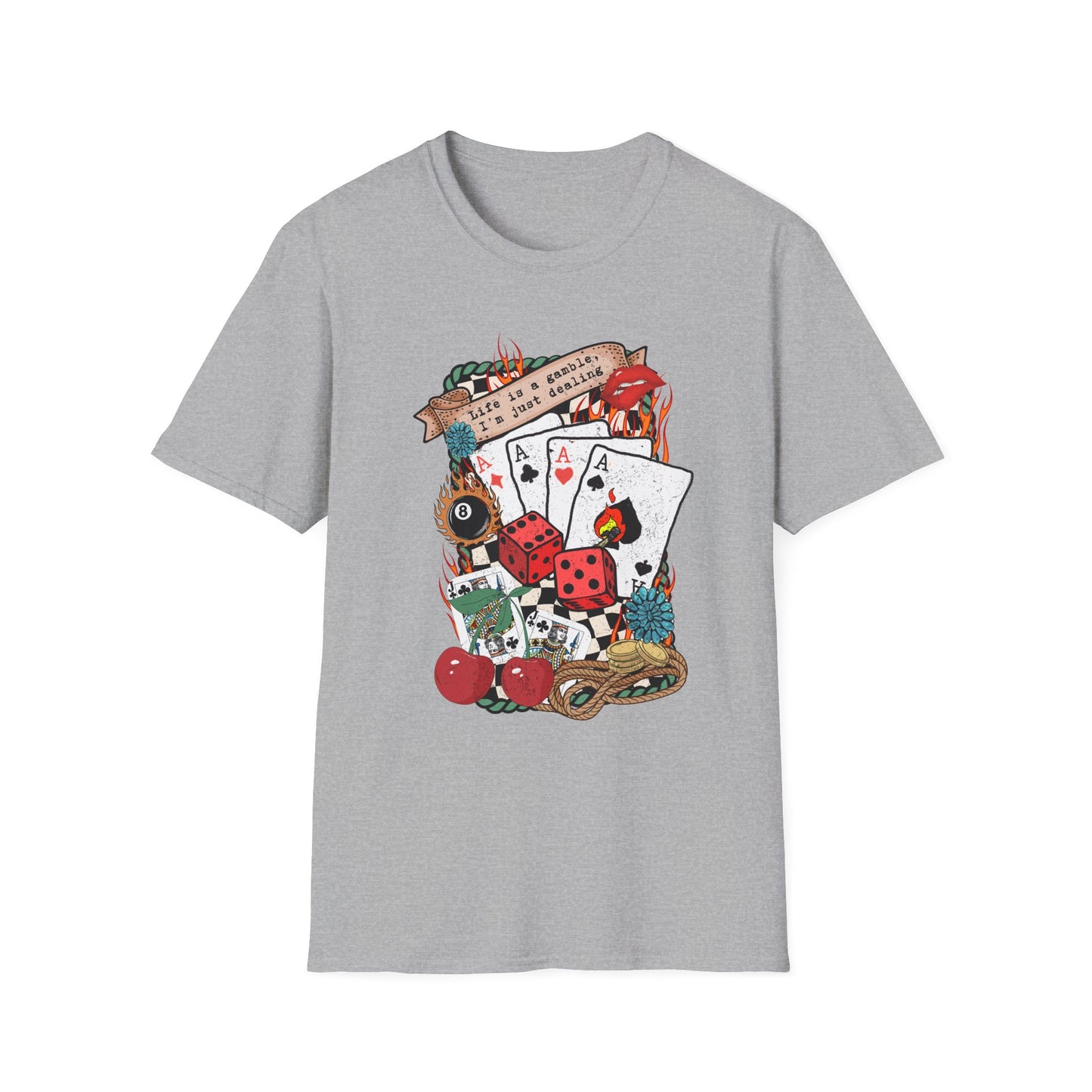 Casino Night Graphic T-Shirt — Aces, Dice & Retro Gaming Design