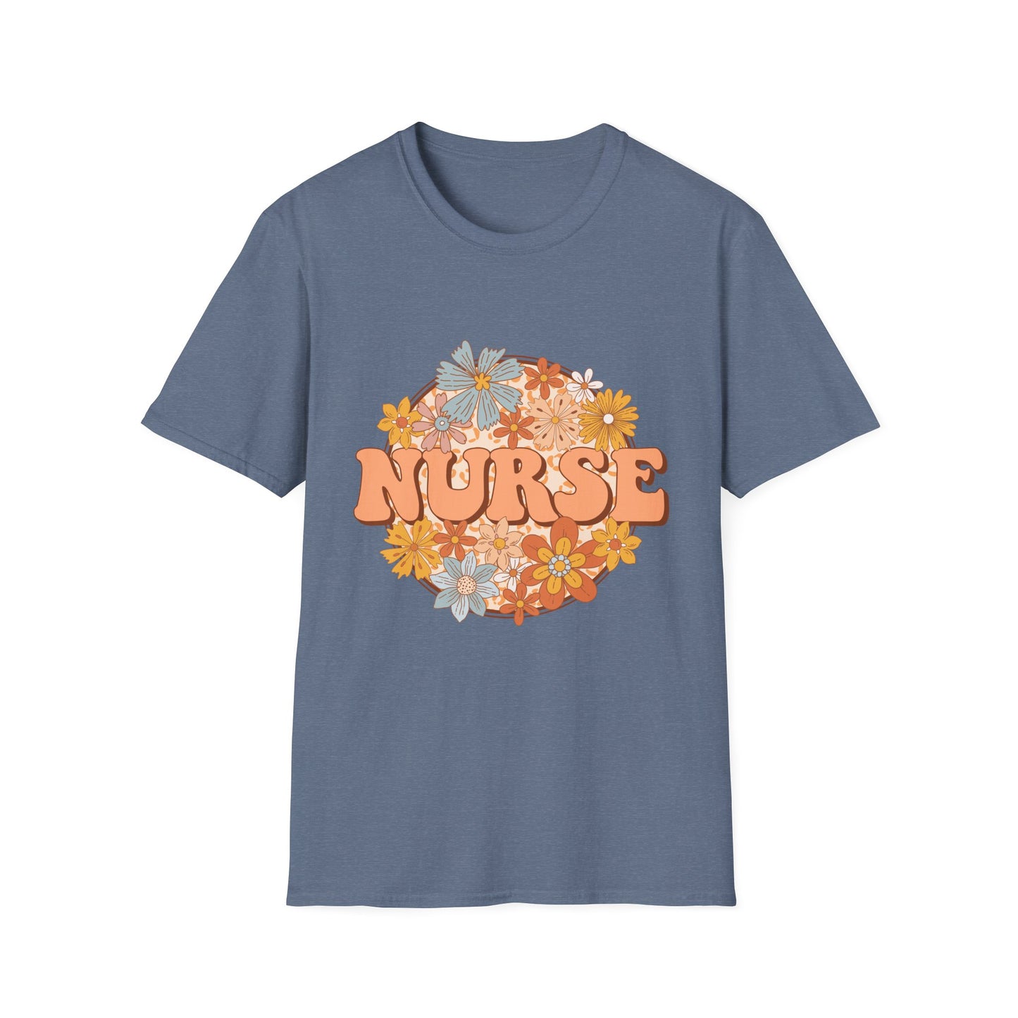 Nurse Floral Retro Tee — "NURSE" Vintage Flower Graphic T-Shirt